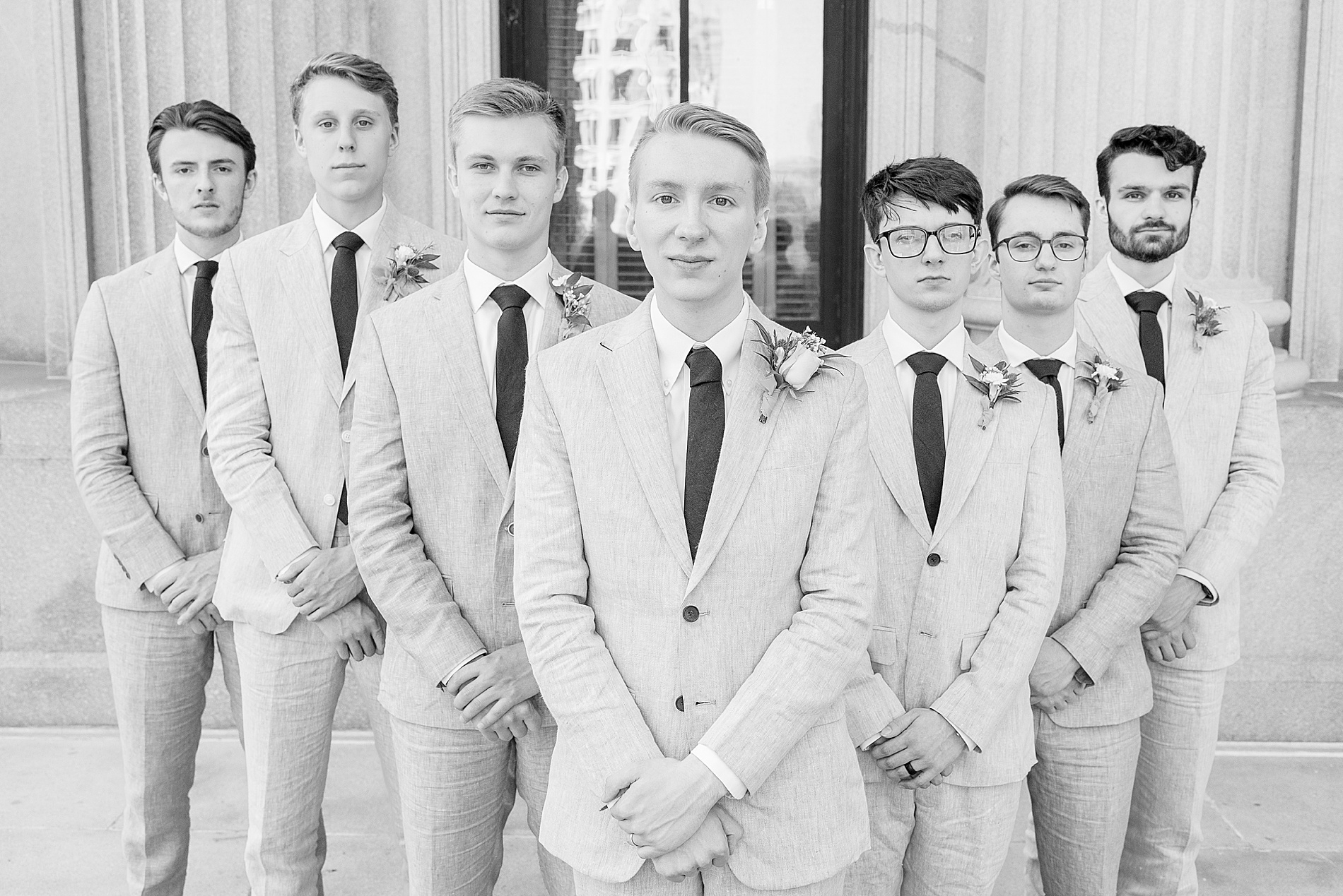 classic bridal party portraits of groomsmen 