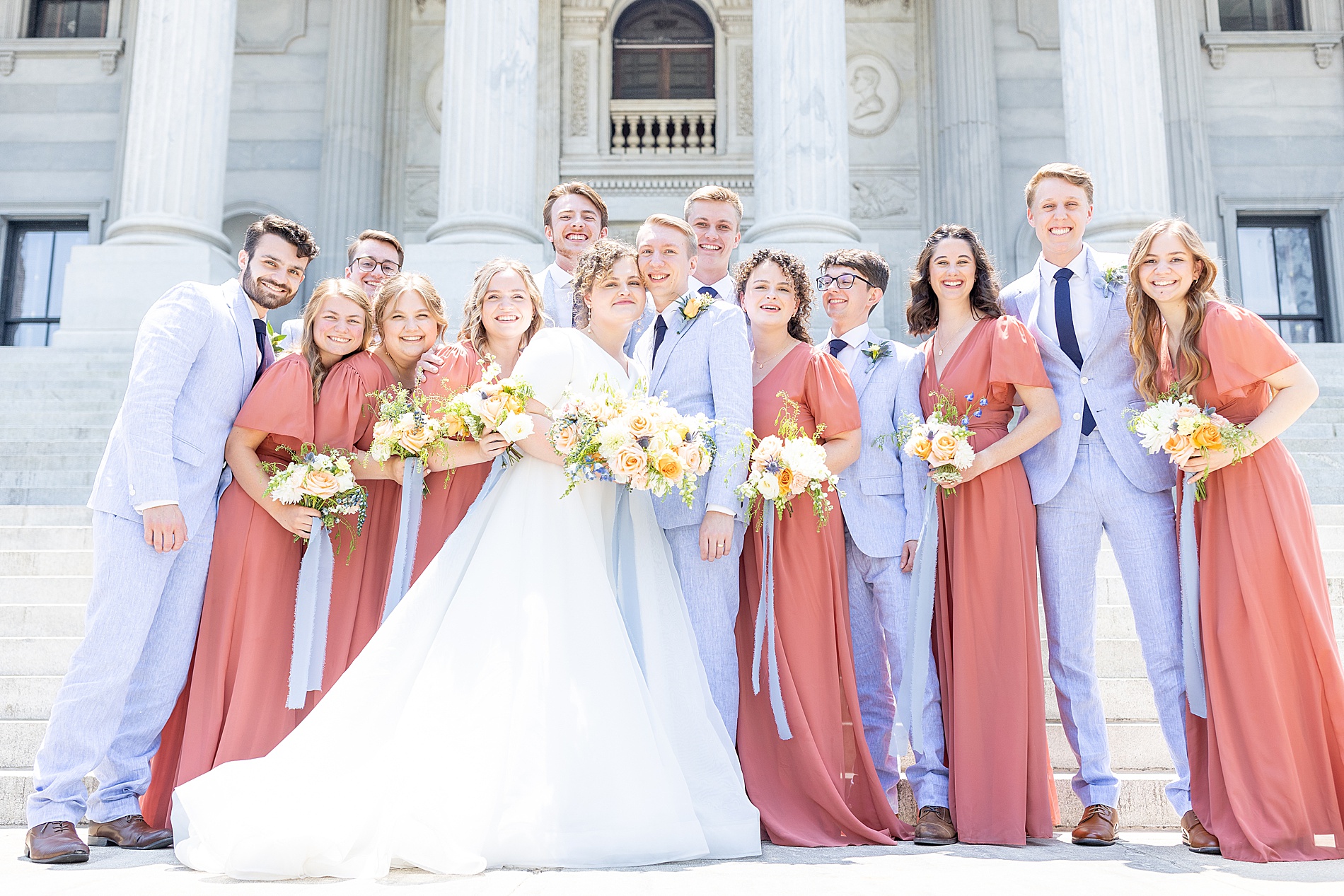 wedding party on the steps of South Carolina State House