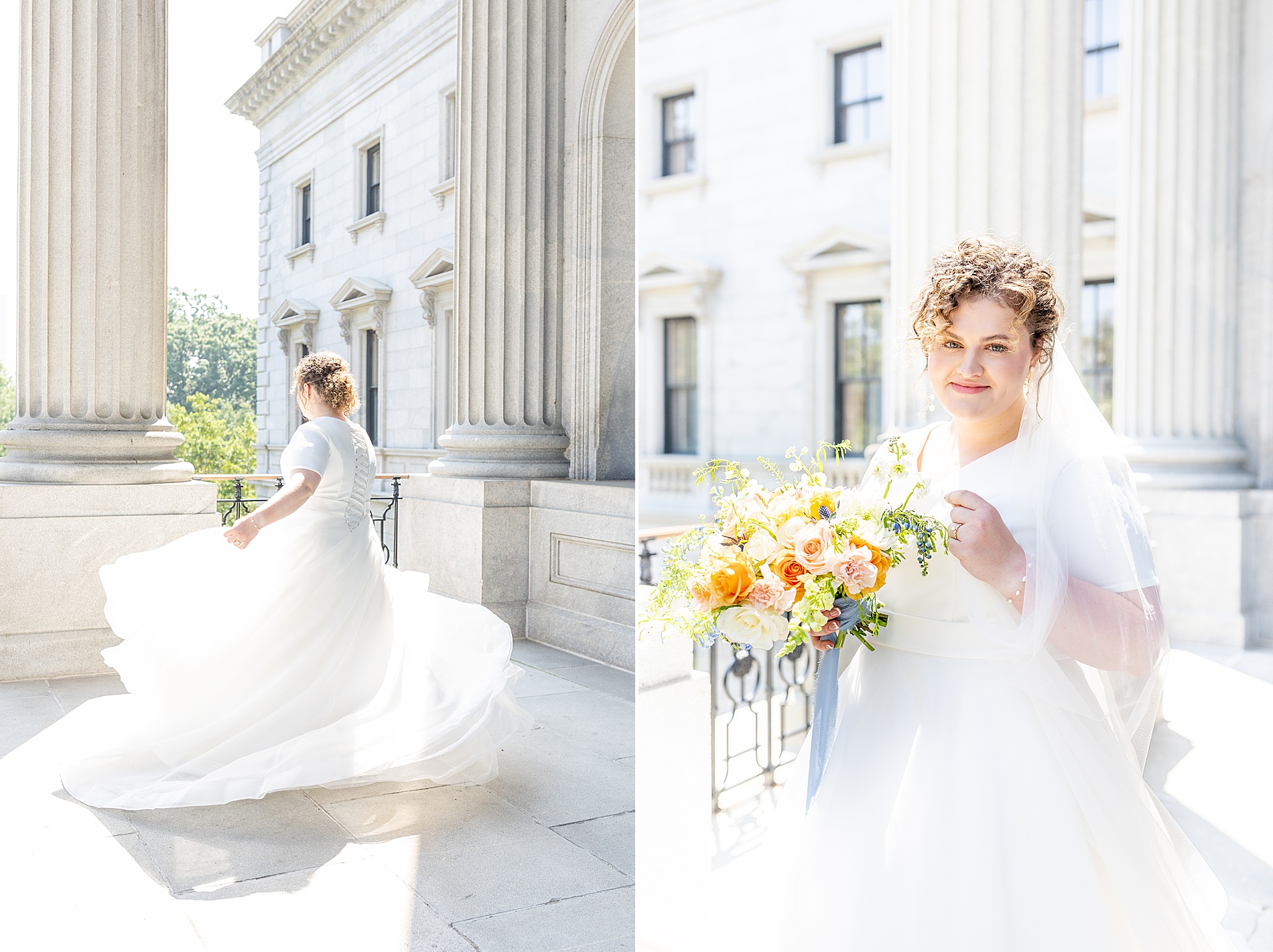 bride portraits at South Carolina State House