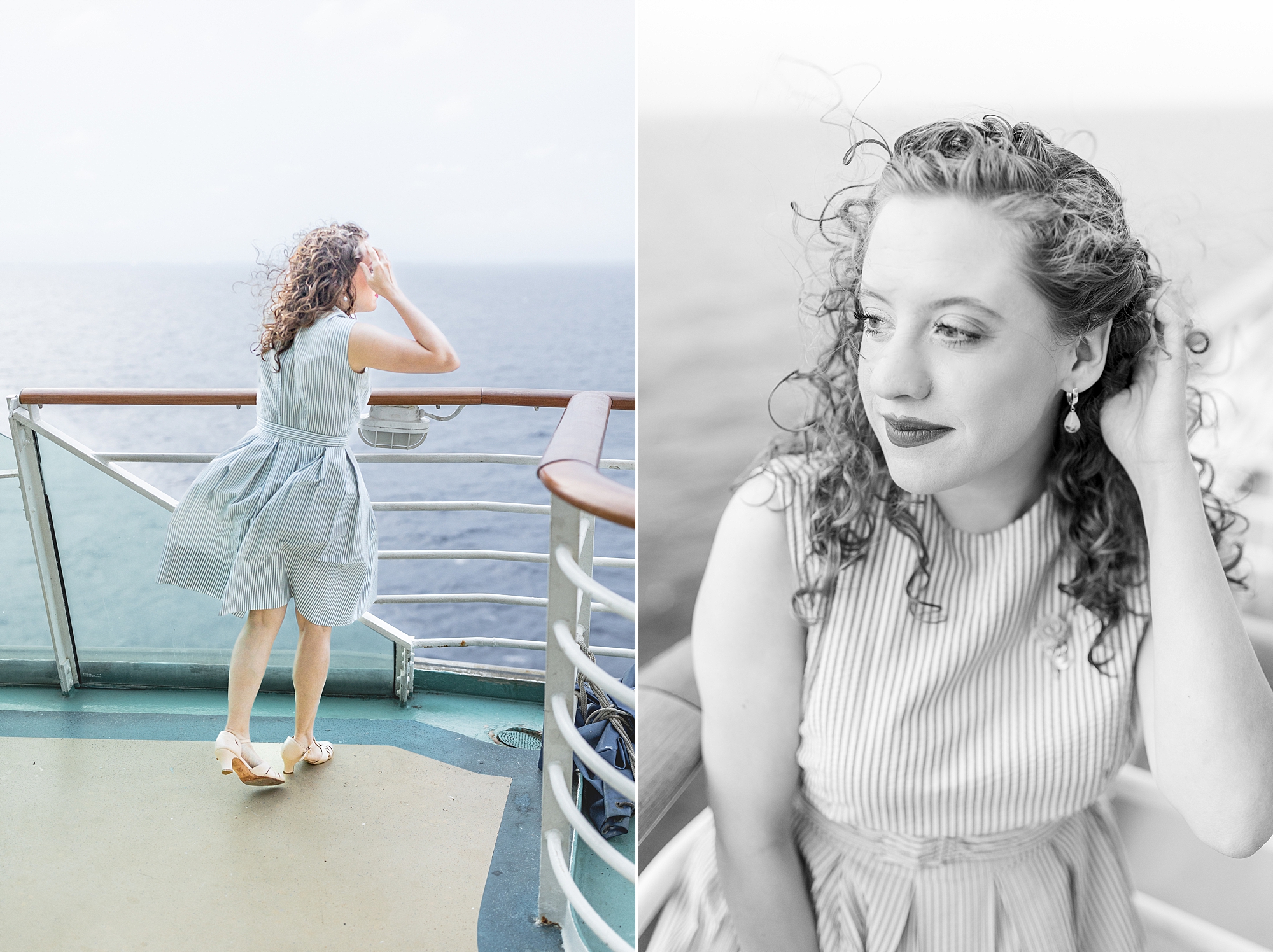 woman looking out over cruise ship