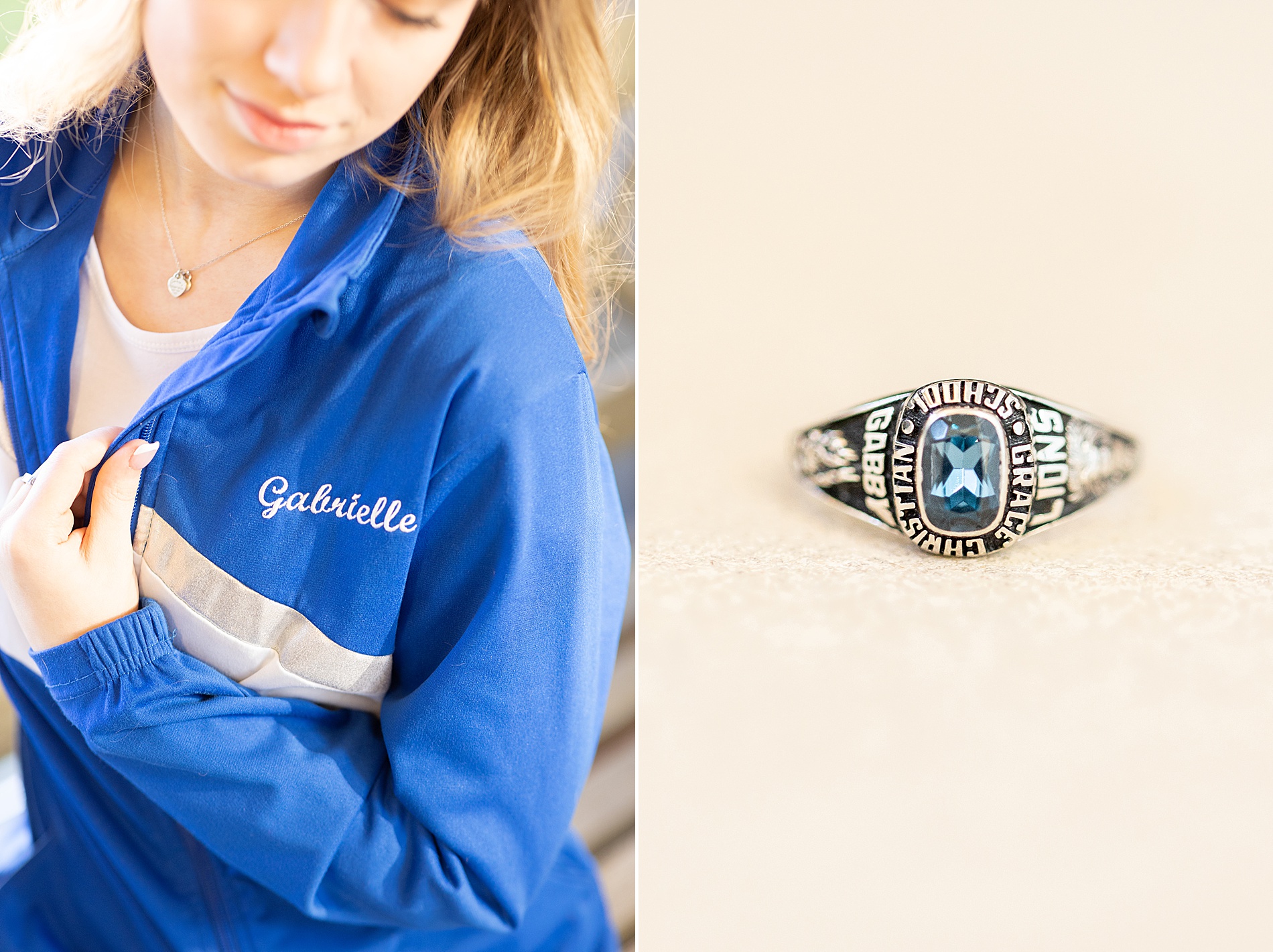 senior in cheer jacket and class ring