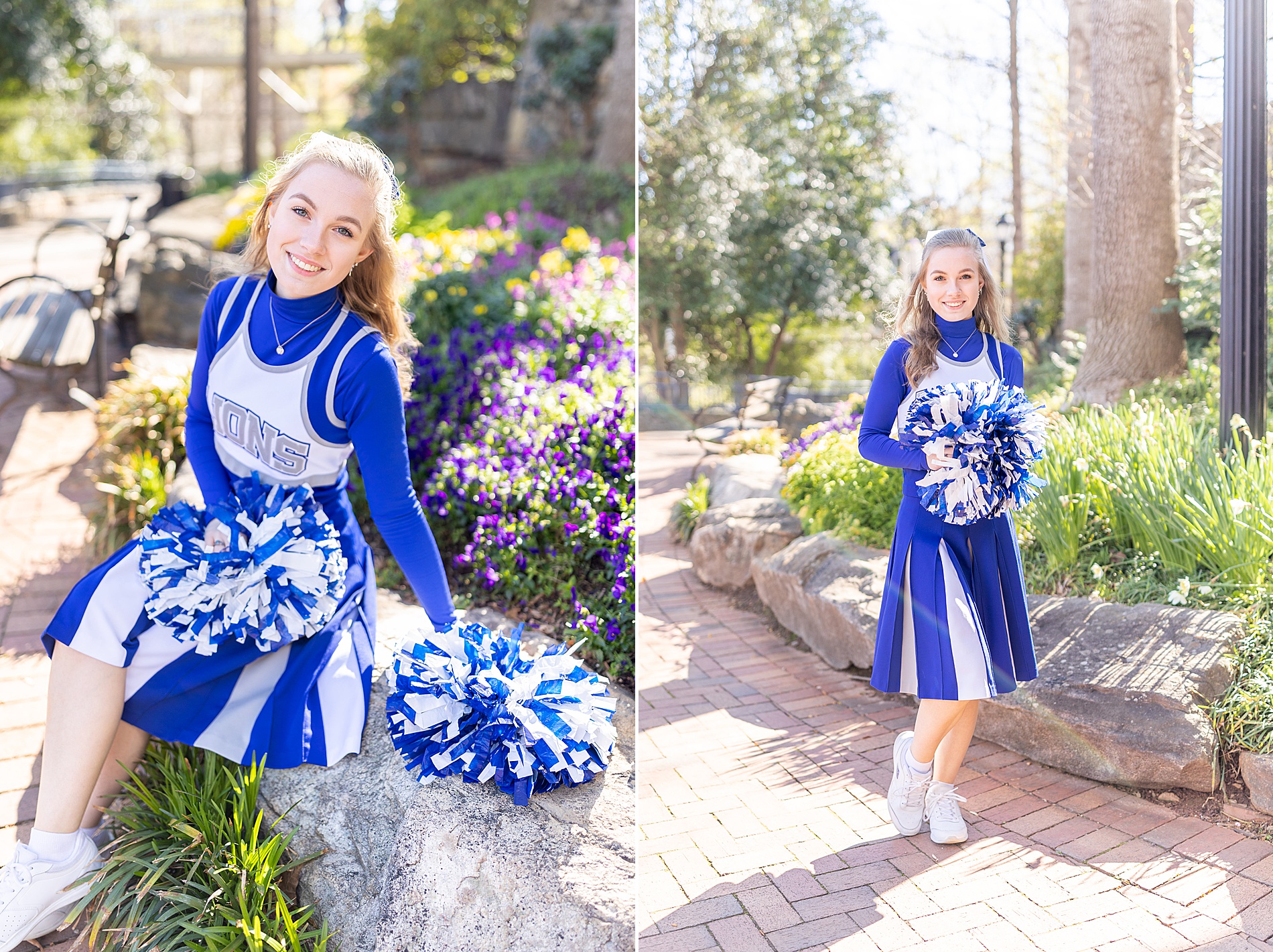 Light and Airy Senior Session in cheer uniform by South Carolina Senior photographer