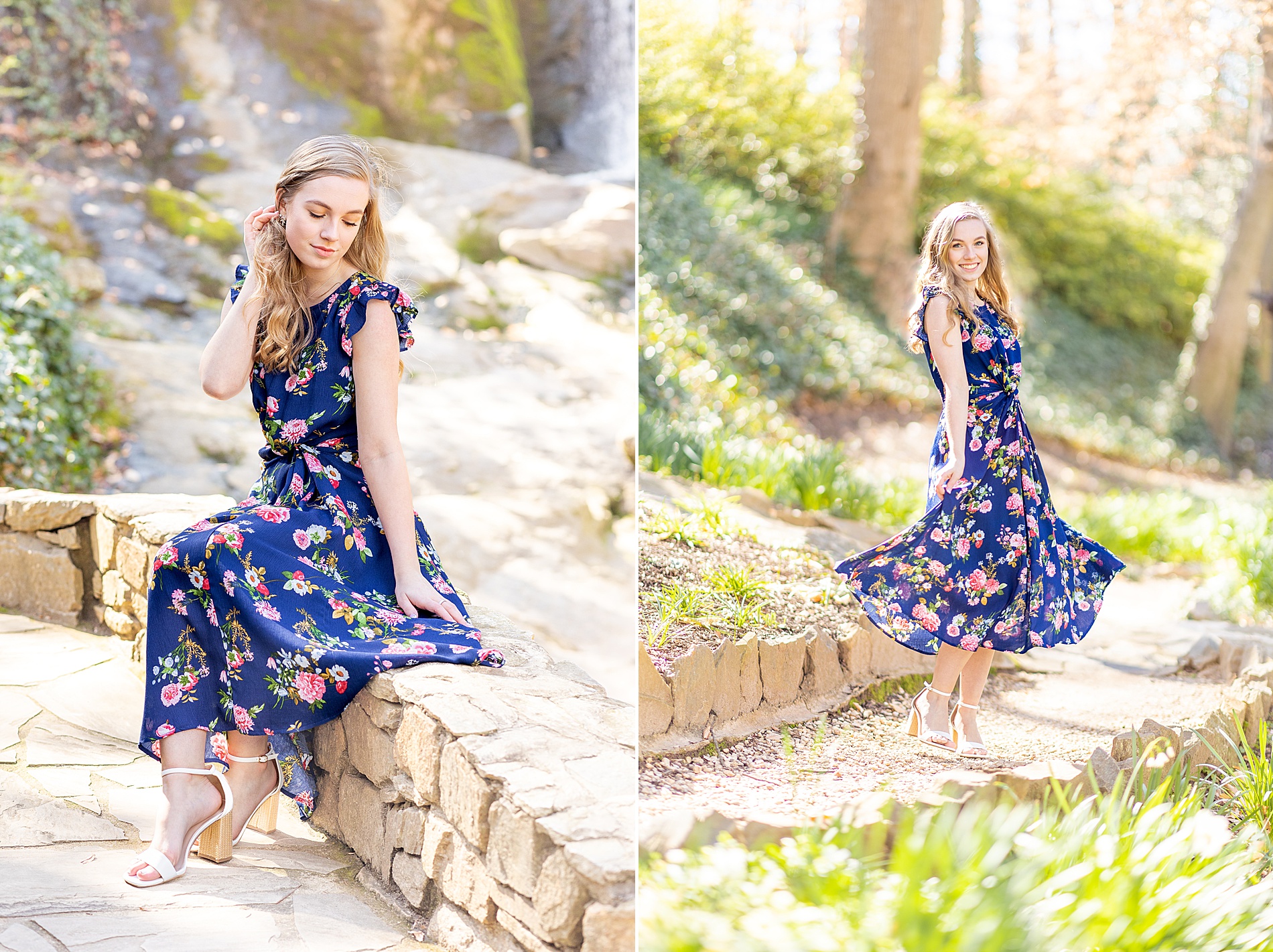 Senior portraits at Falls Park in Downtown Greenville, SC
