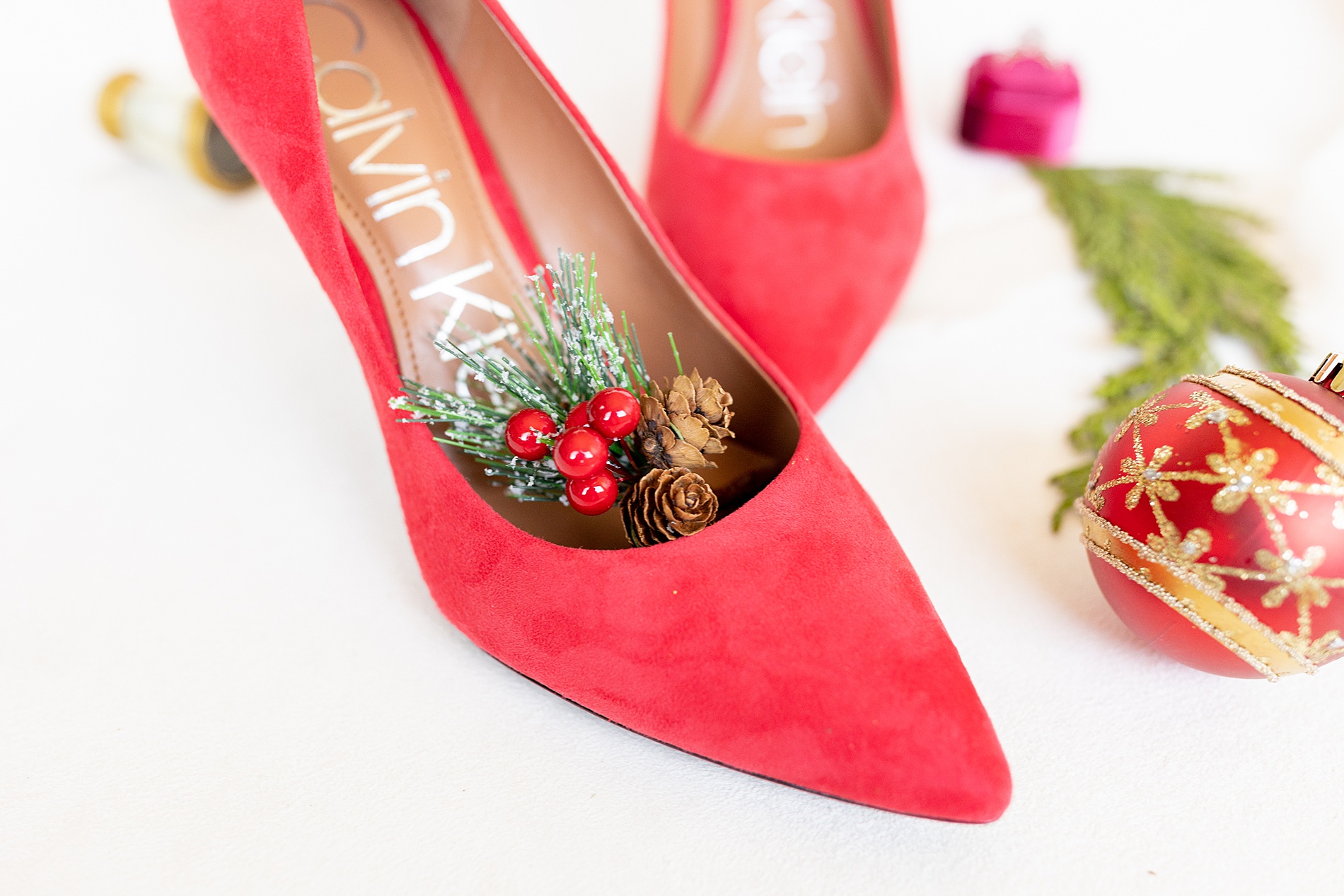 bride's red wedding shoes