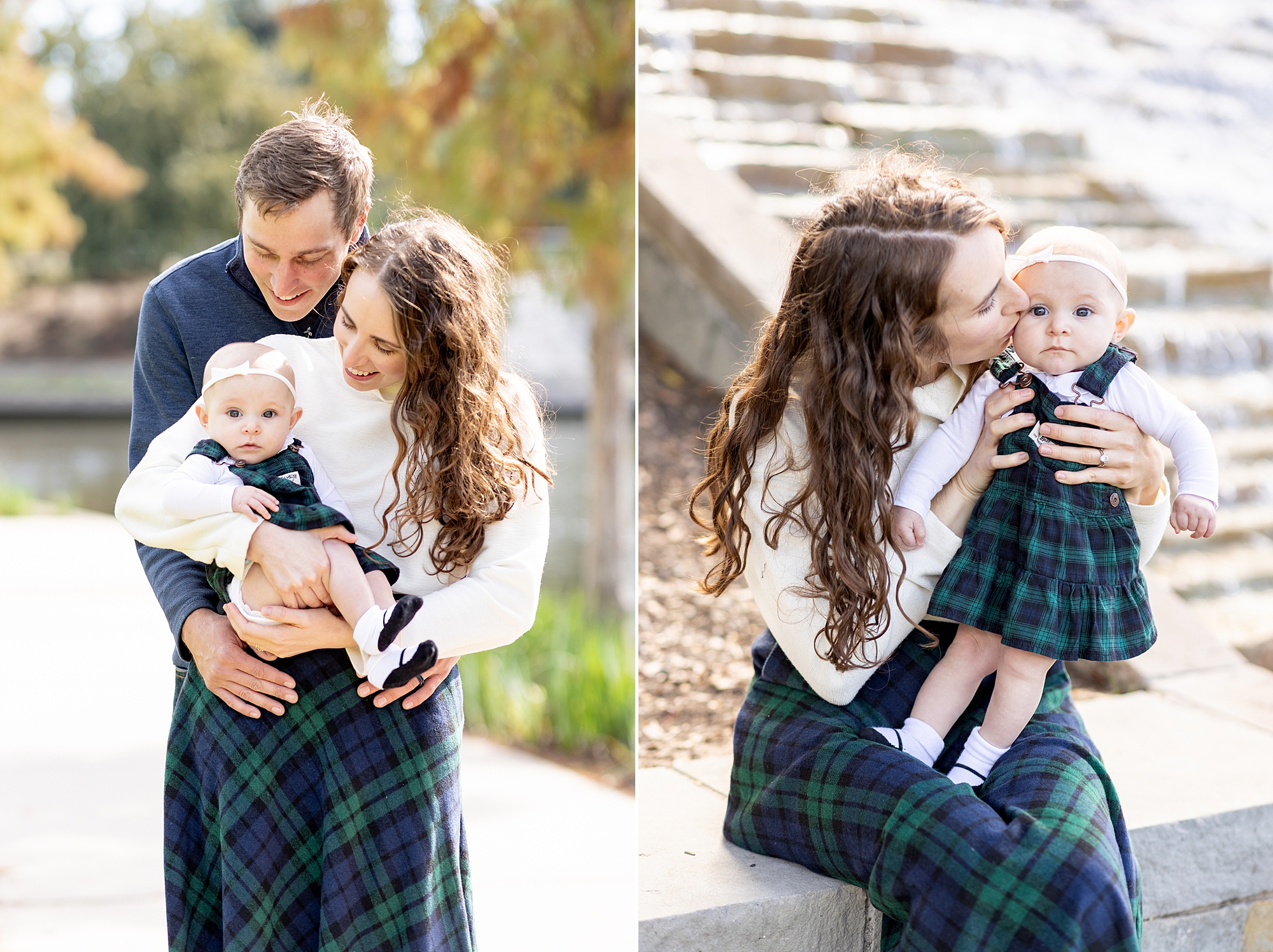 couple hold their baby girl during Houston family session