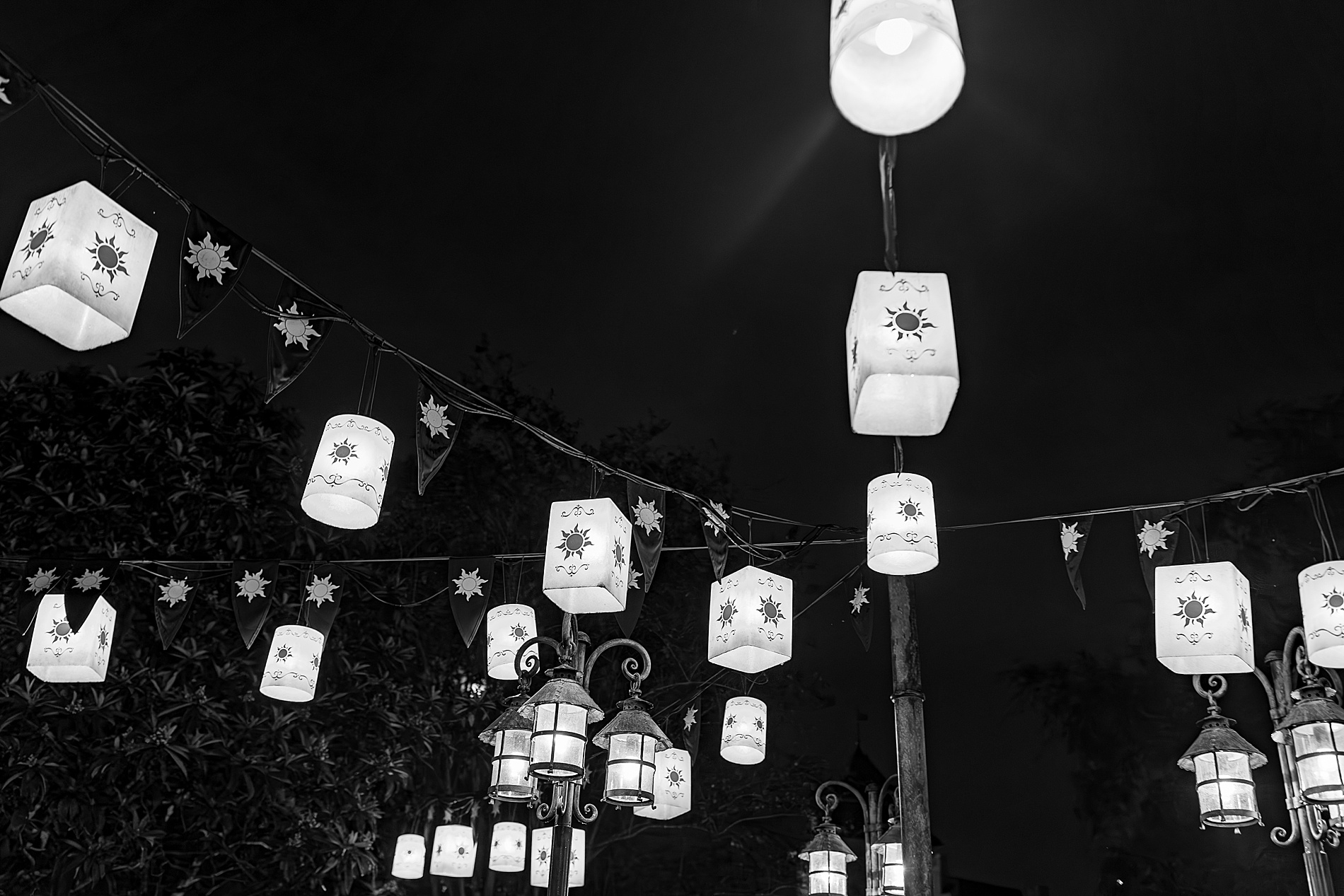 lanterns at night