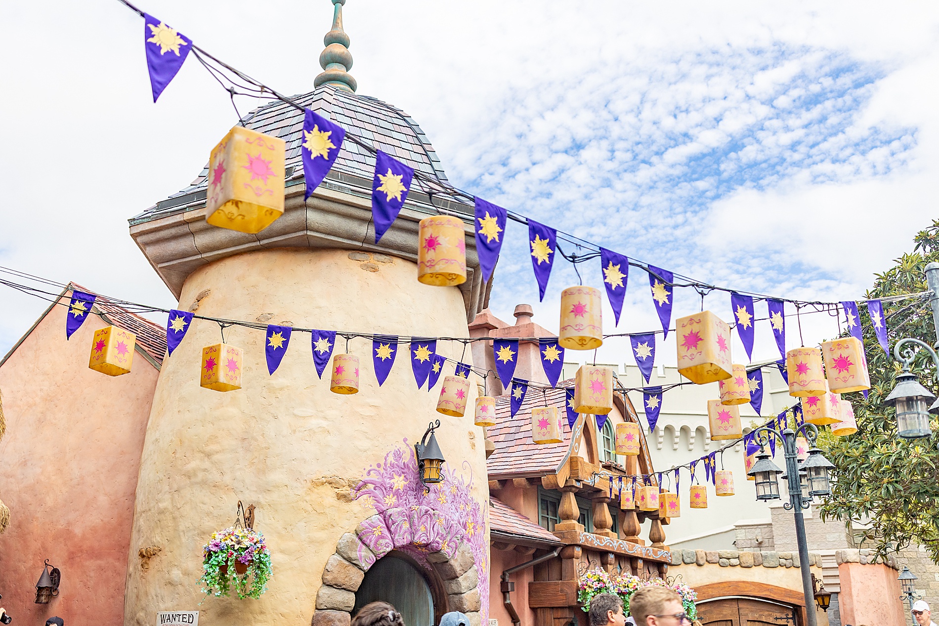 Tangled themed building and lanterns 