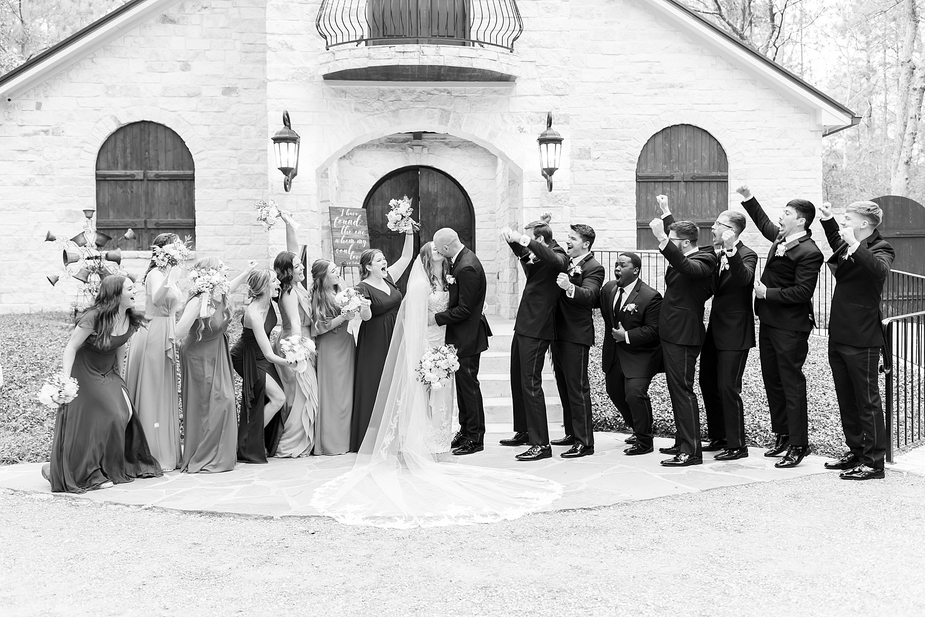 classic portraits of wedding party