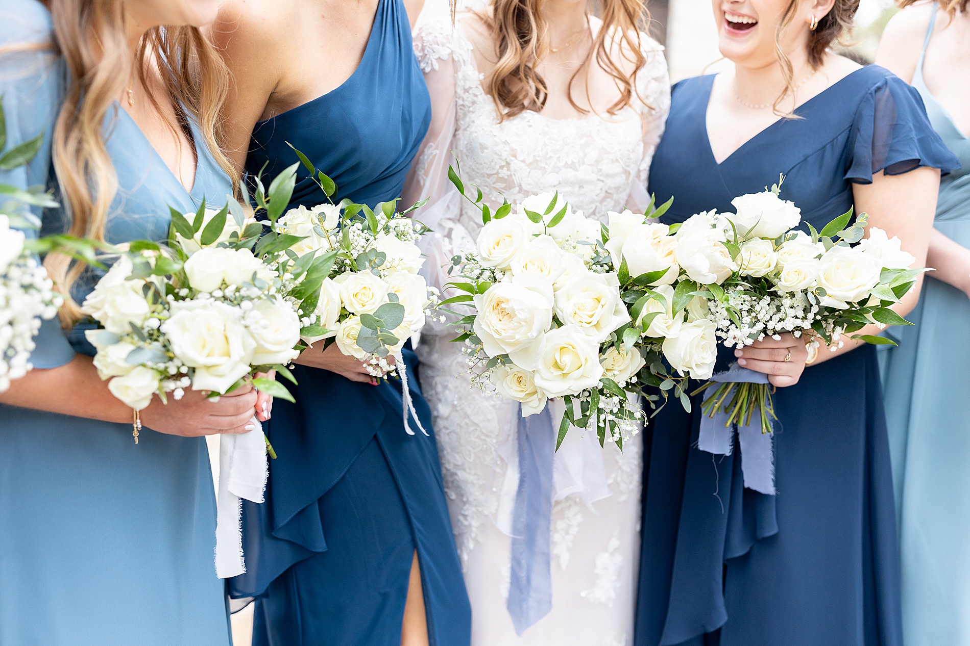 clean, white wedding bouquets