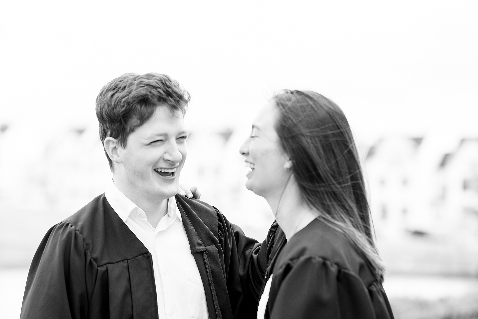 candid portraits of couple during their joint graduation session