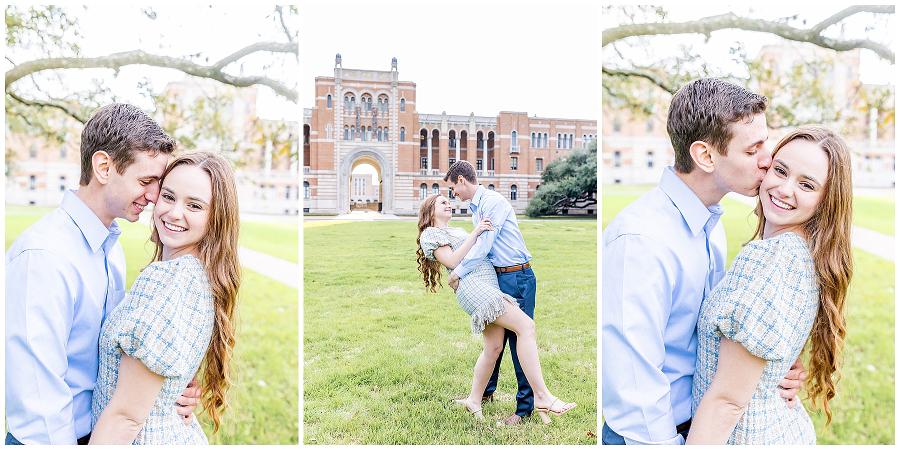 Romantic engagement session in Houston TX at Rice University 