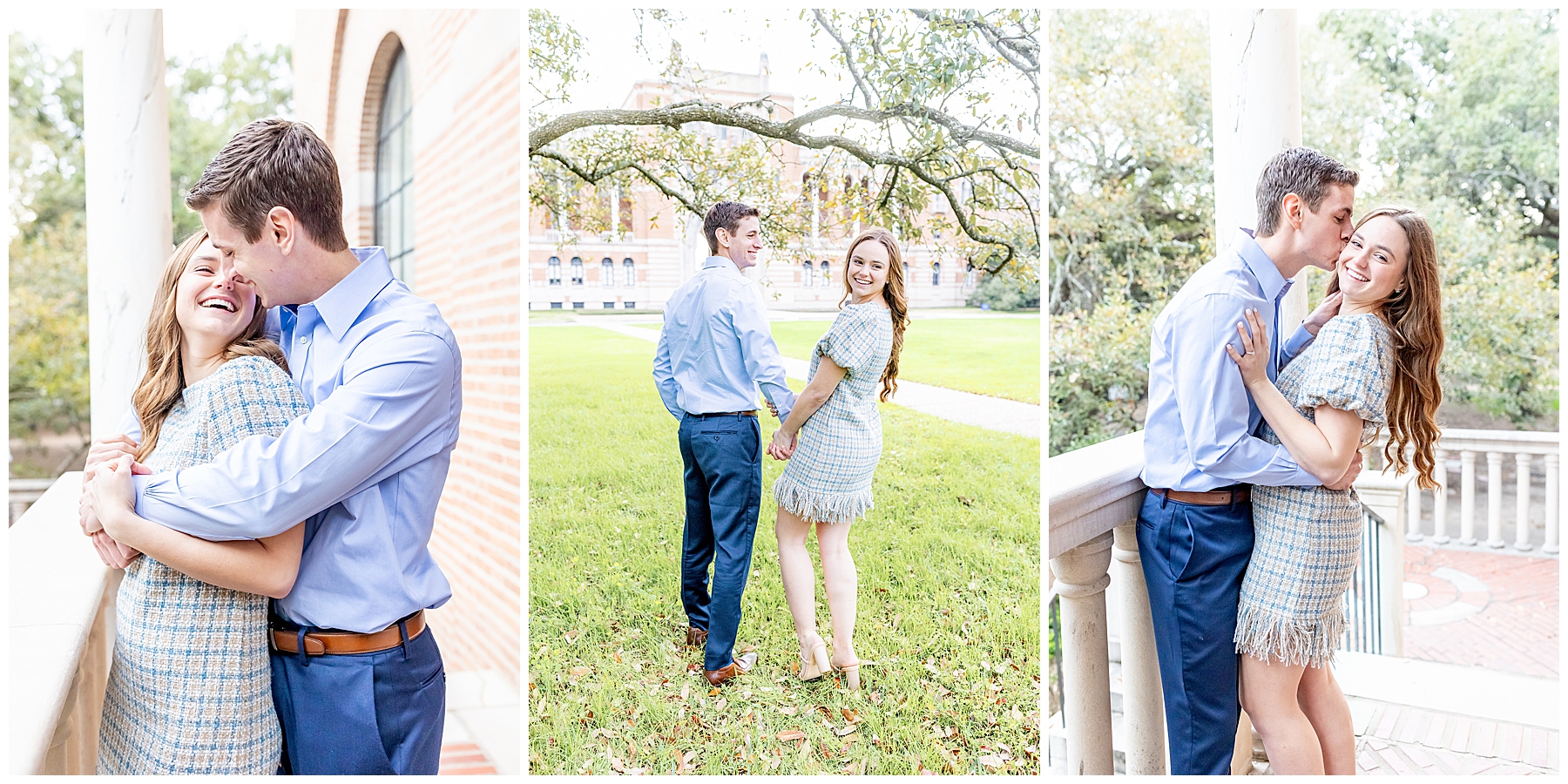 romantic engagement photos at Rice University