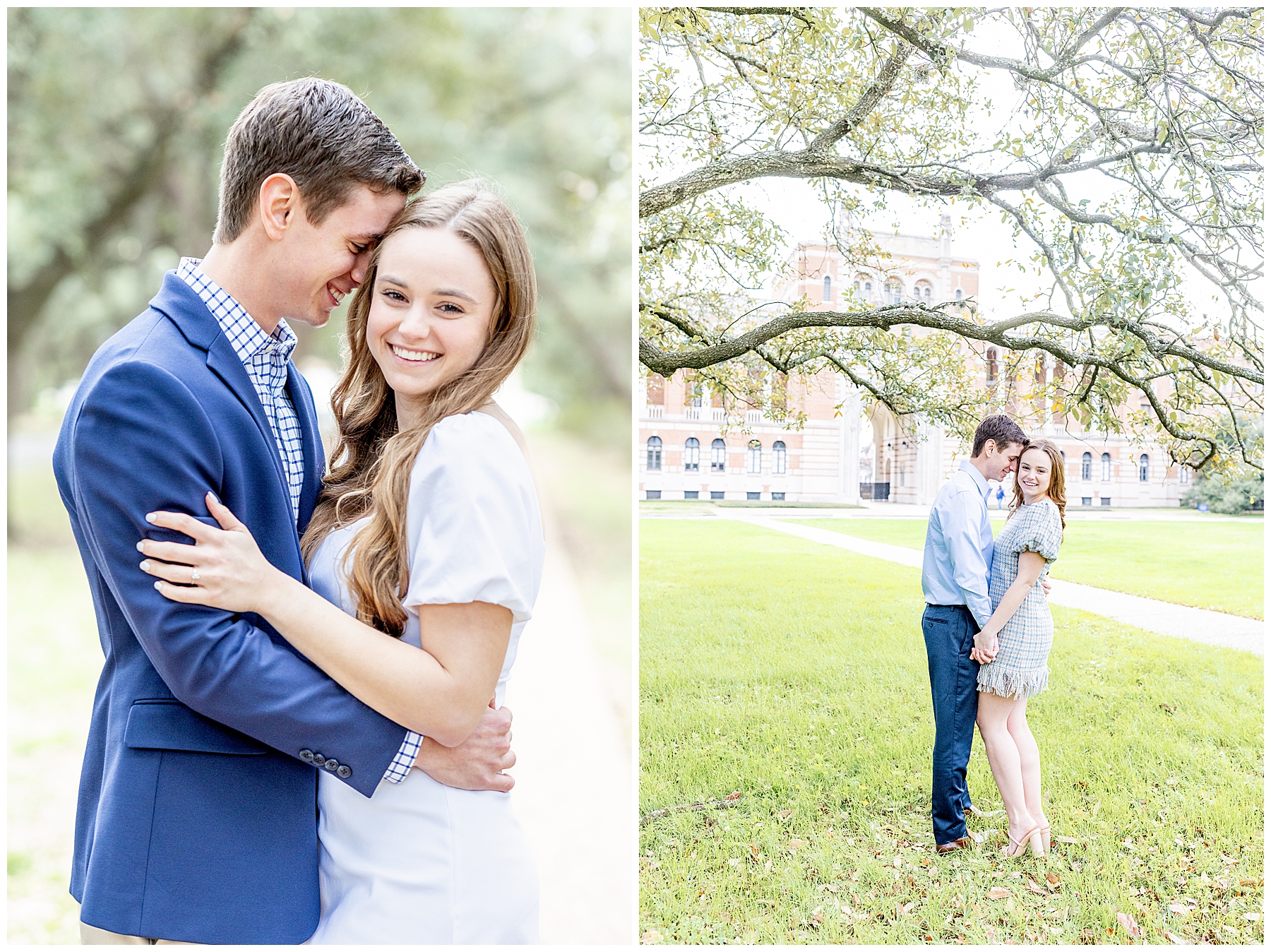 engaged couple at Rice University