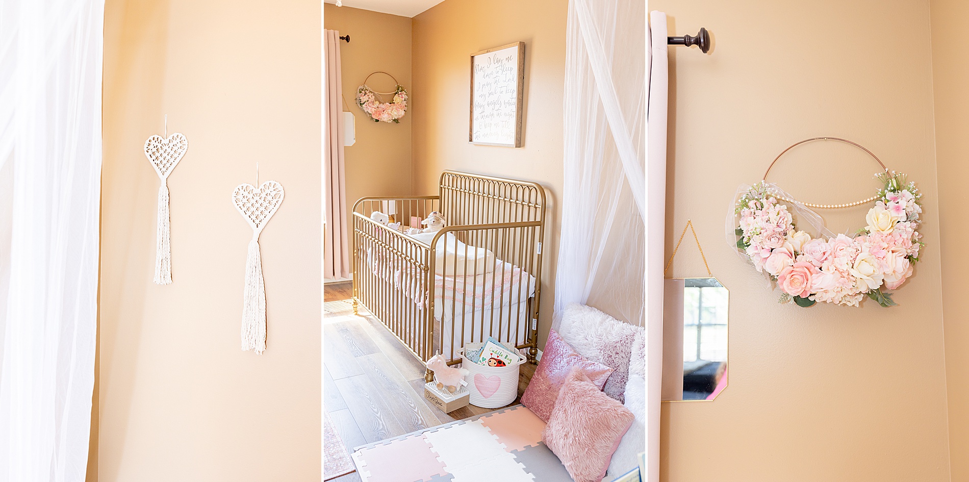 girl nursery details from Greenville In-Home Newborn Session 