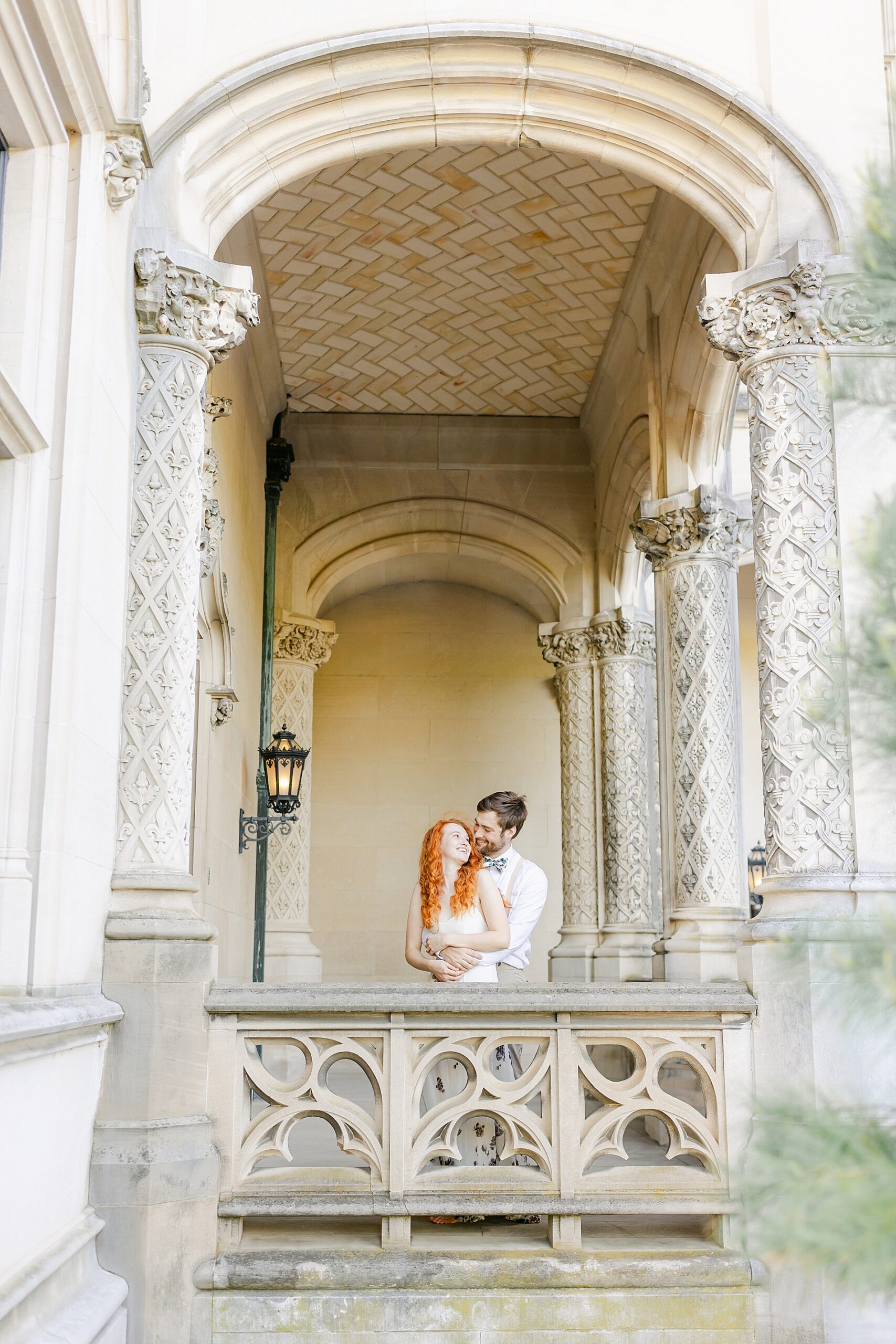 engagement photos on balcony