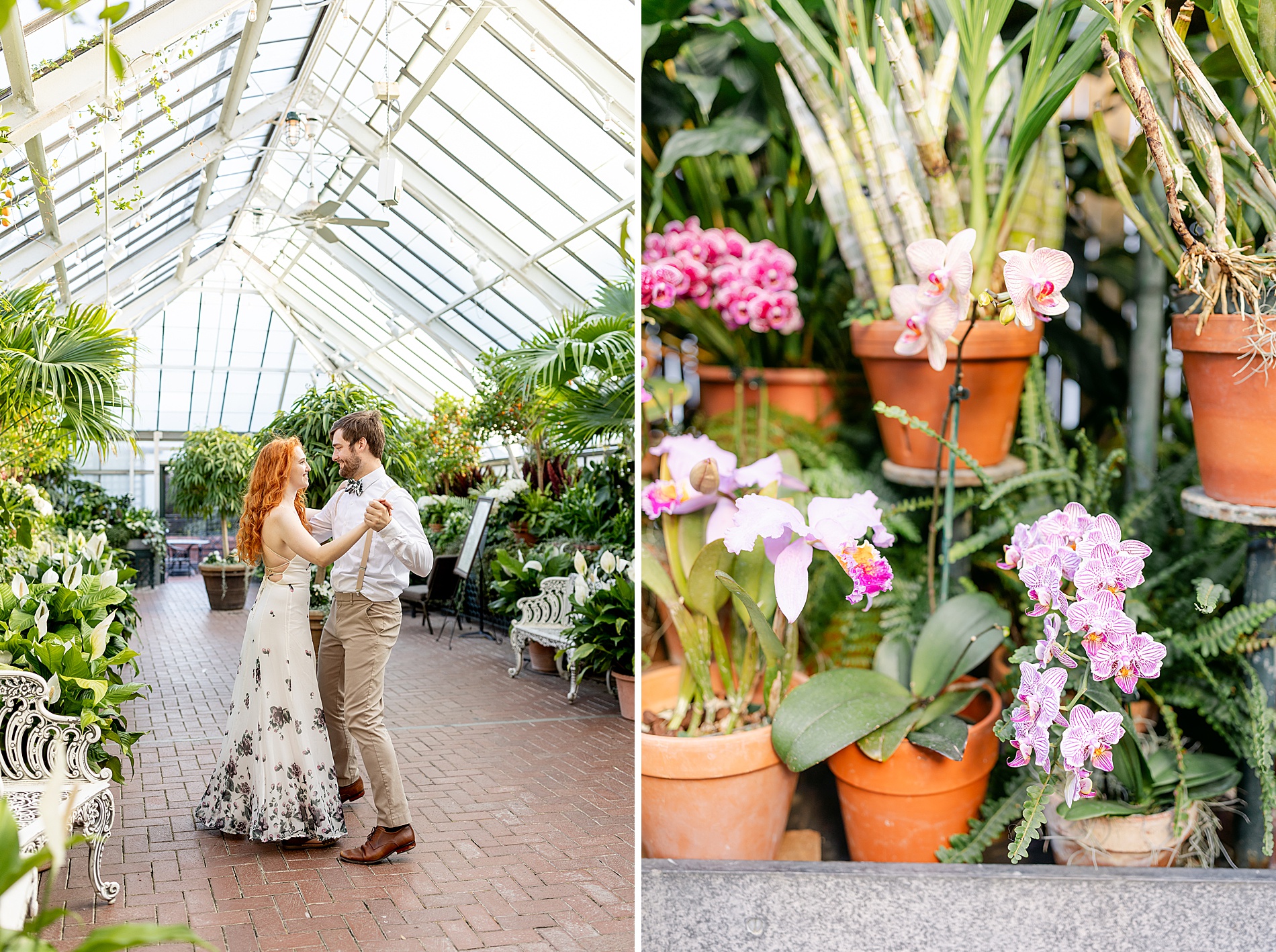 romantic engagement session in Biltmore Estate Conservatory