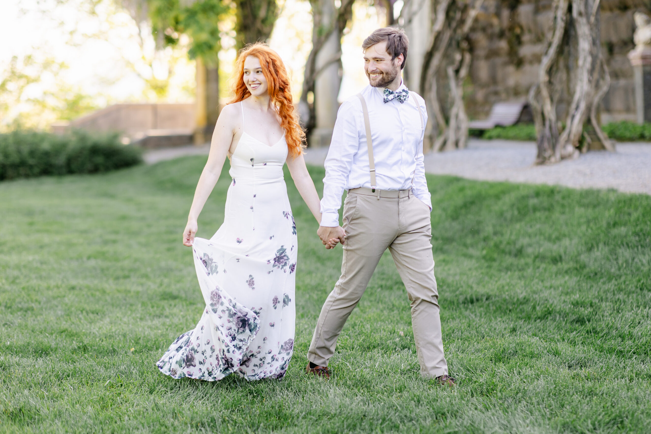 South Carolina wedding photographer with couple at Biltmore Estate for romantic Engagement Session