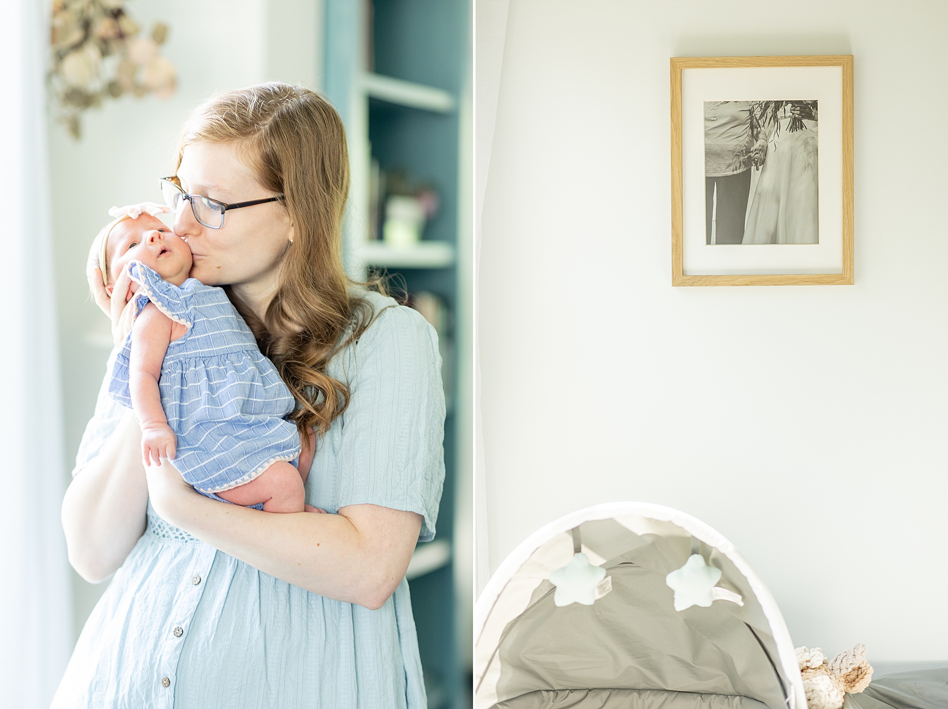 mom kisses baby's cheek