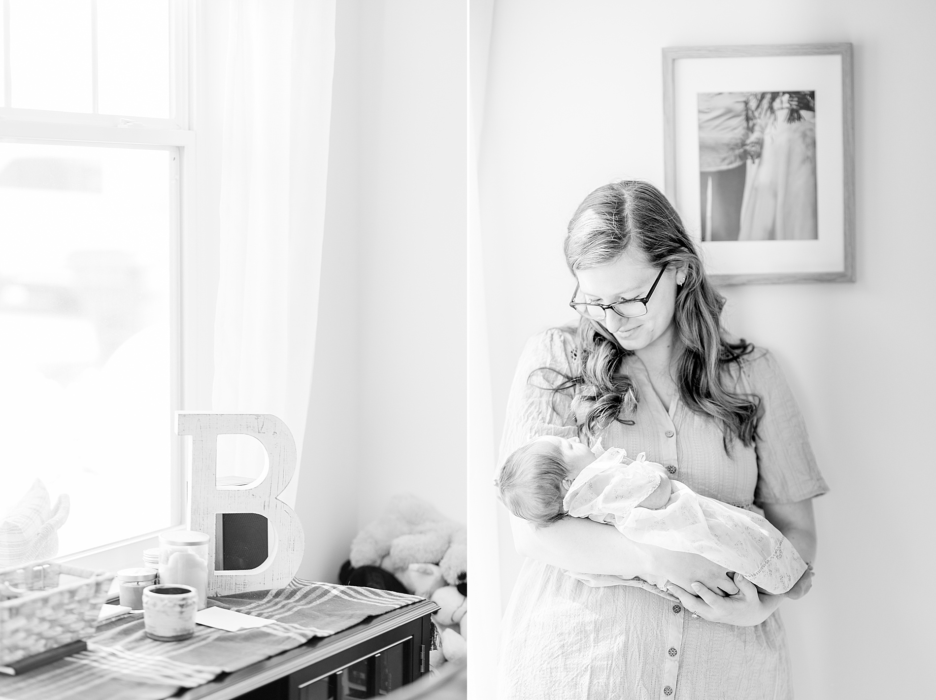 mom with baby girl in nursery