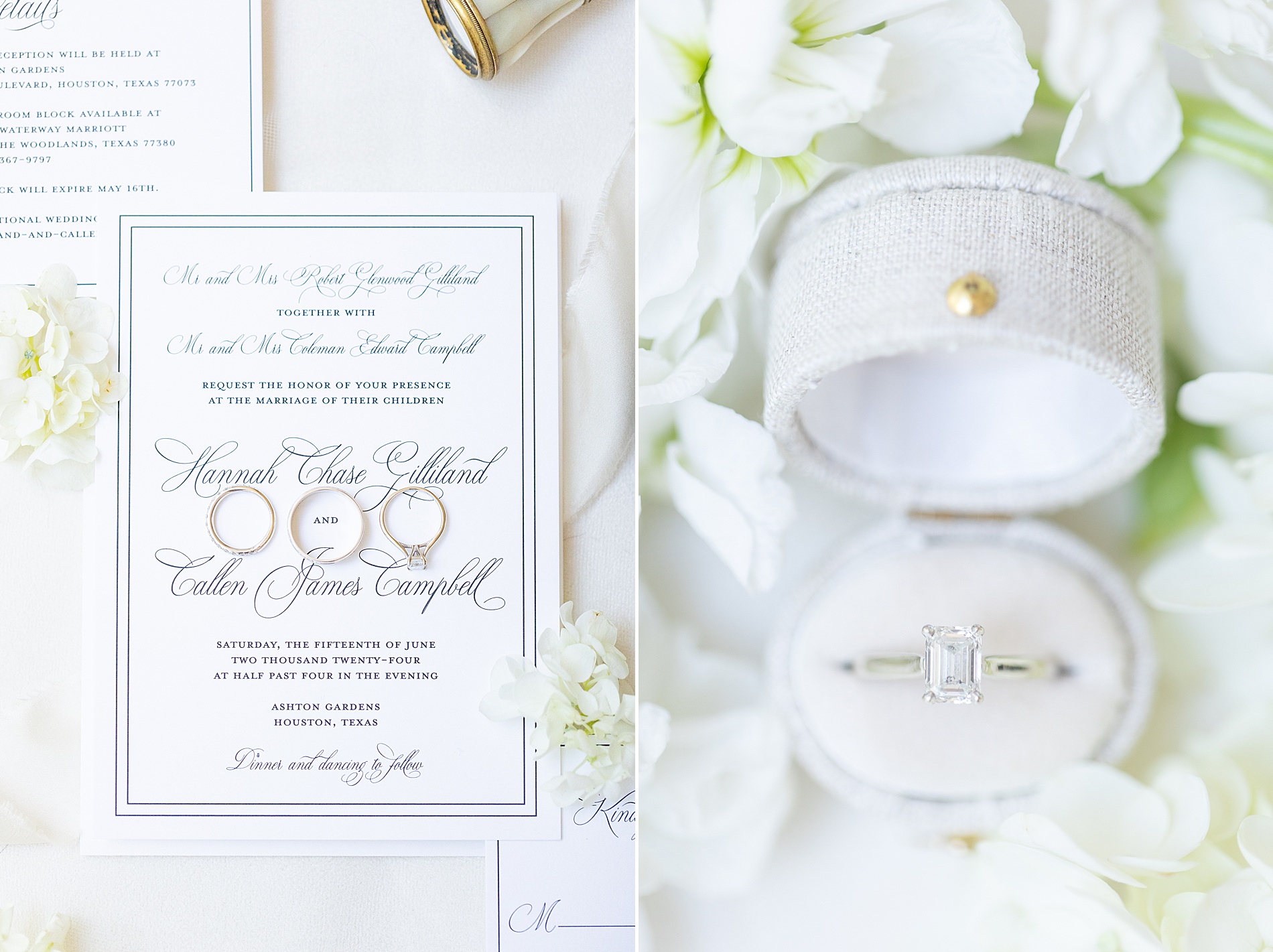 wedding rings and invitations