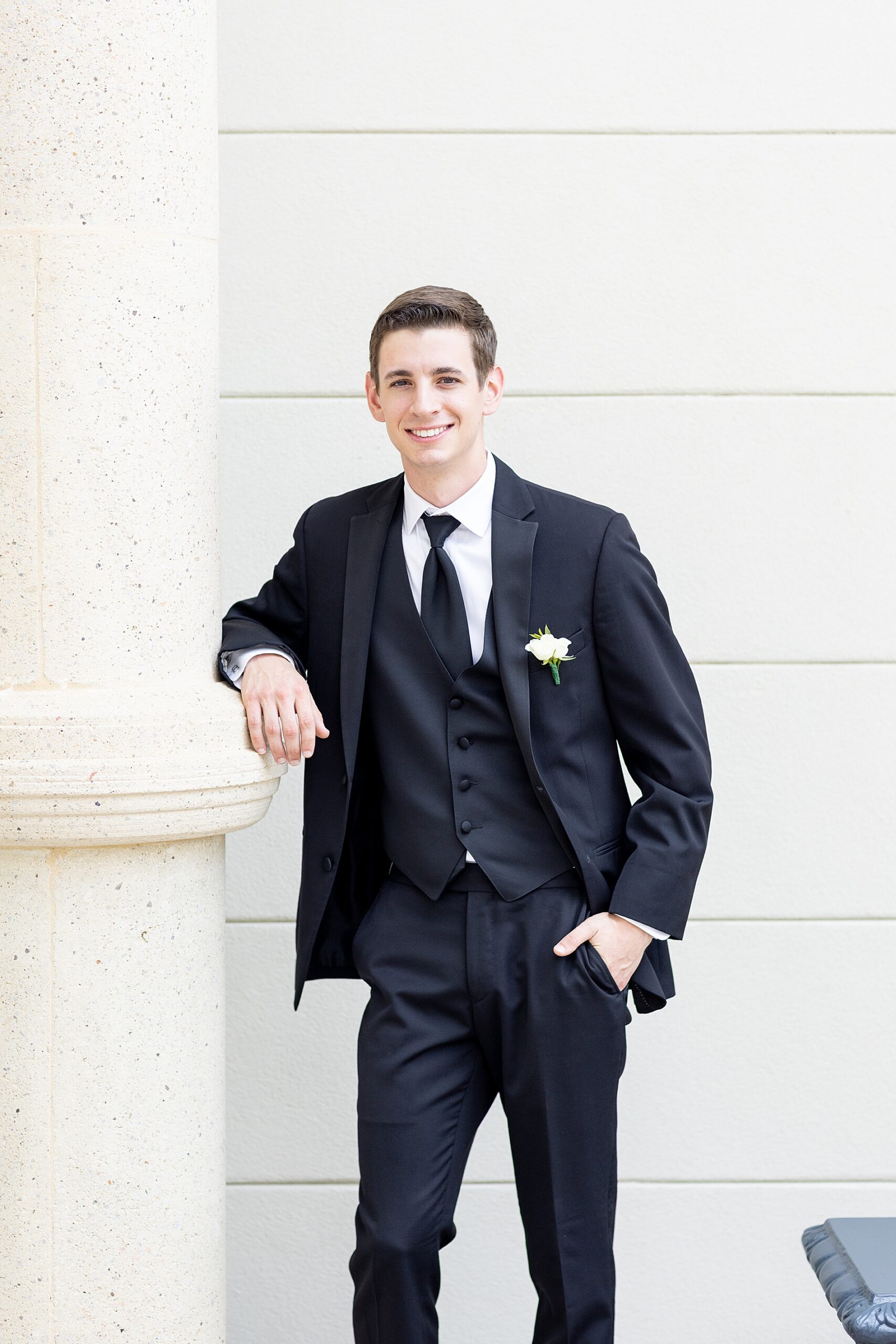 groom photo from Classic Black and White Wedding at Ashton Gardens