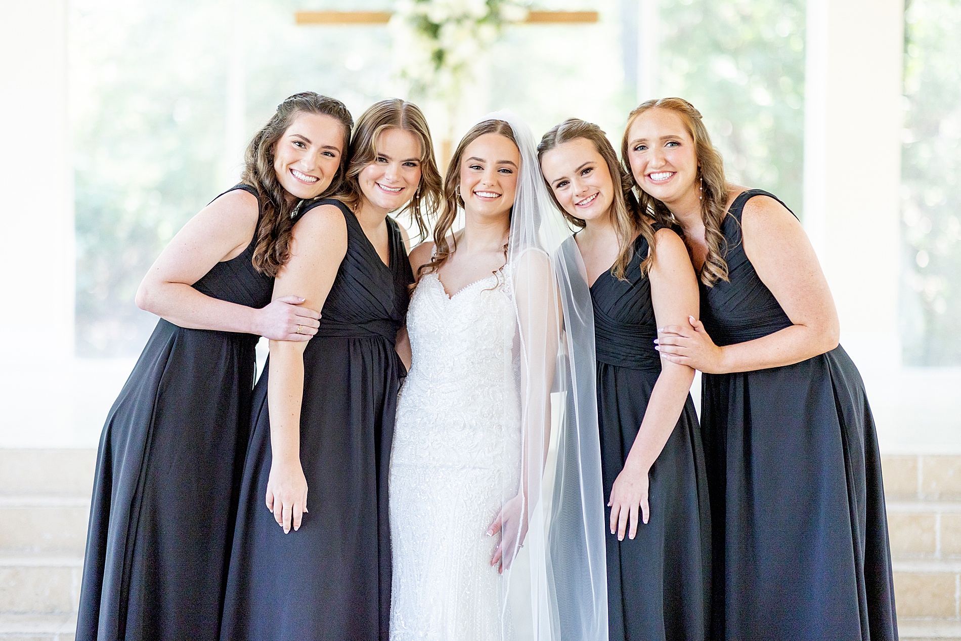 bridal party photos from Classic Black and White Wedding at Ashton Gardens