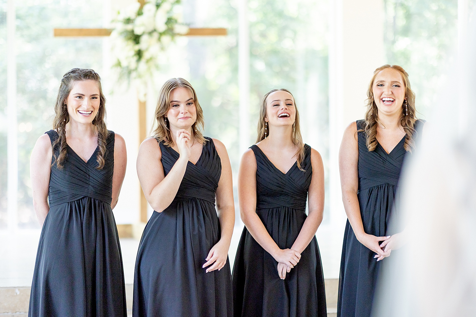 bridesmaids react to seeing bride