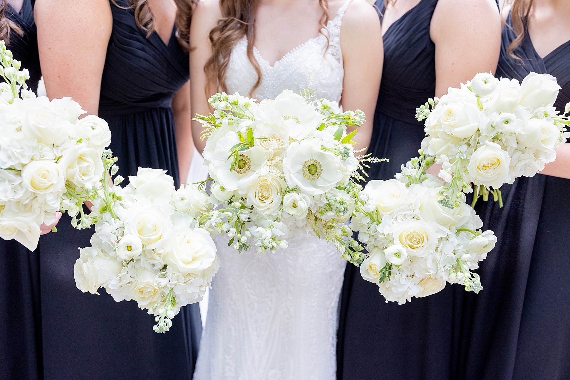 clean and classic white wedding bouquets 