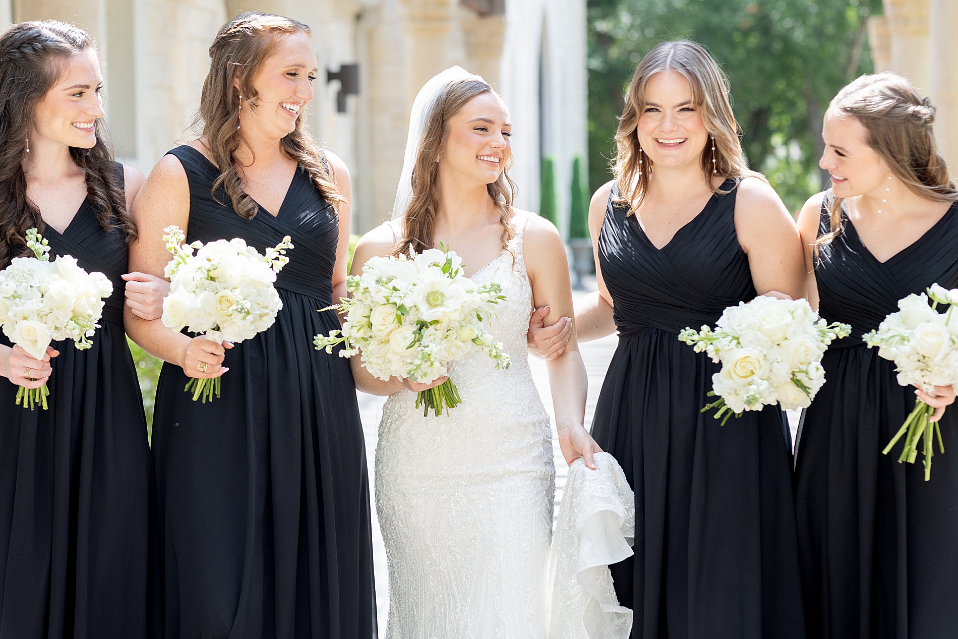 bridal party from Classic Black and White Wedding at Ashton Gardens