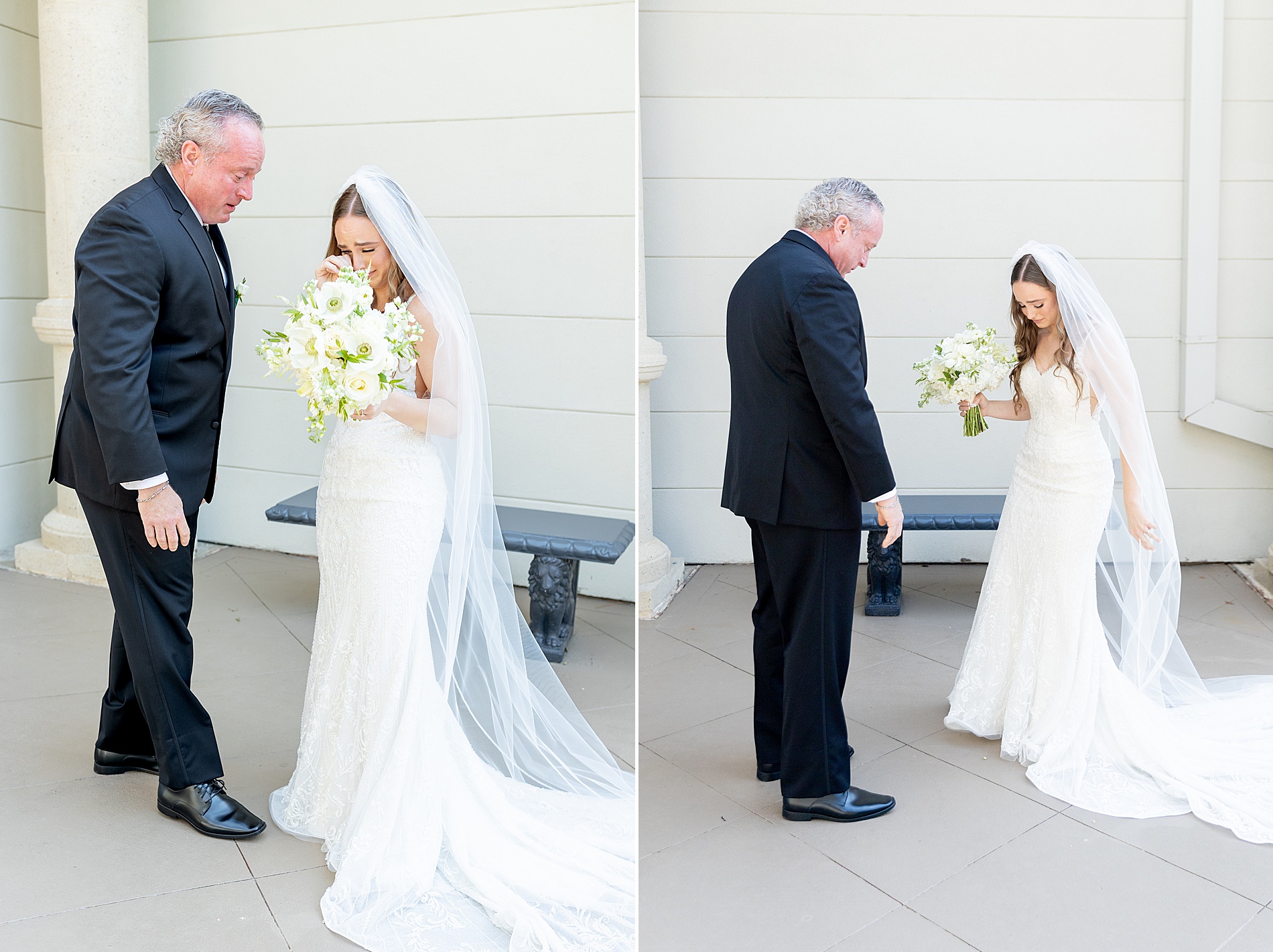 emotional first look between father and daughter