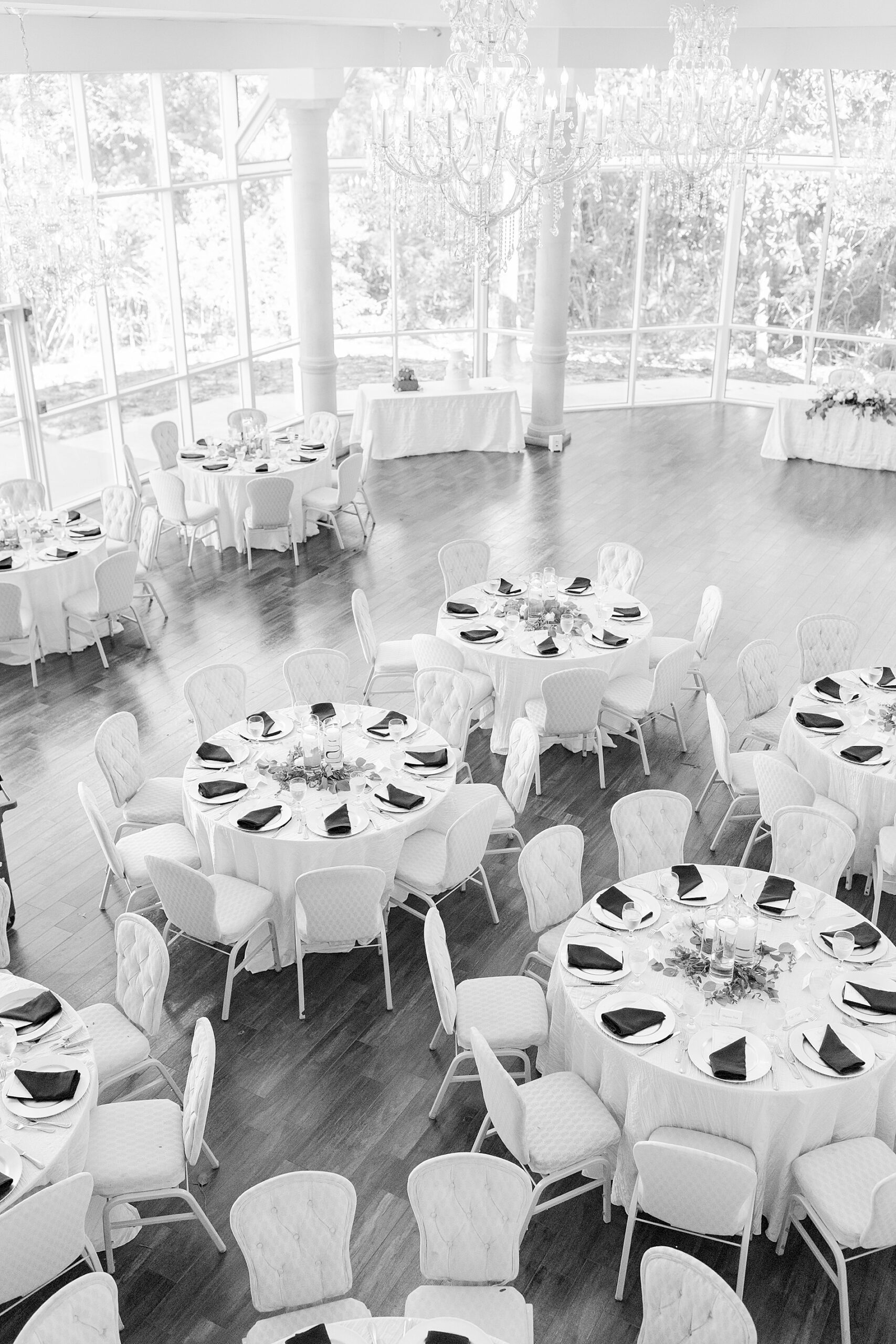 aerial view of reception ballroom at Ashton Gardens