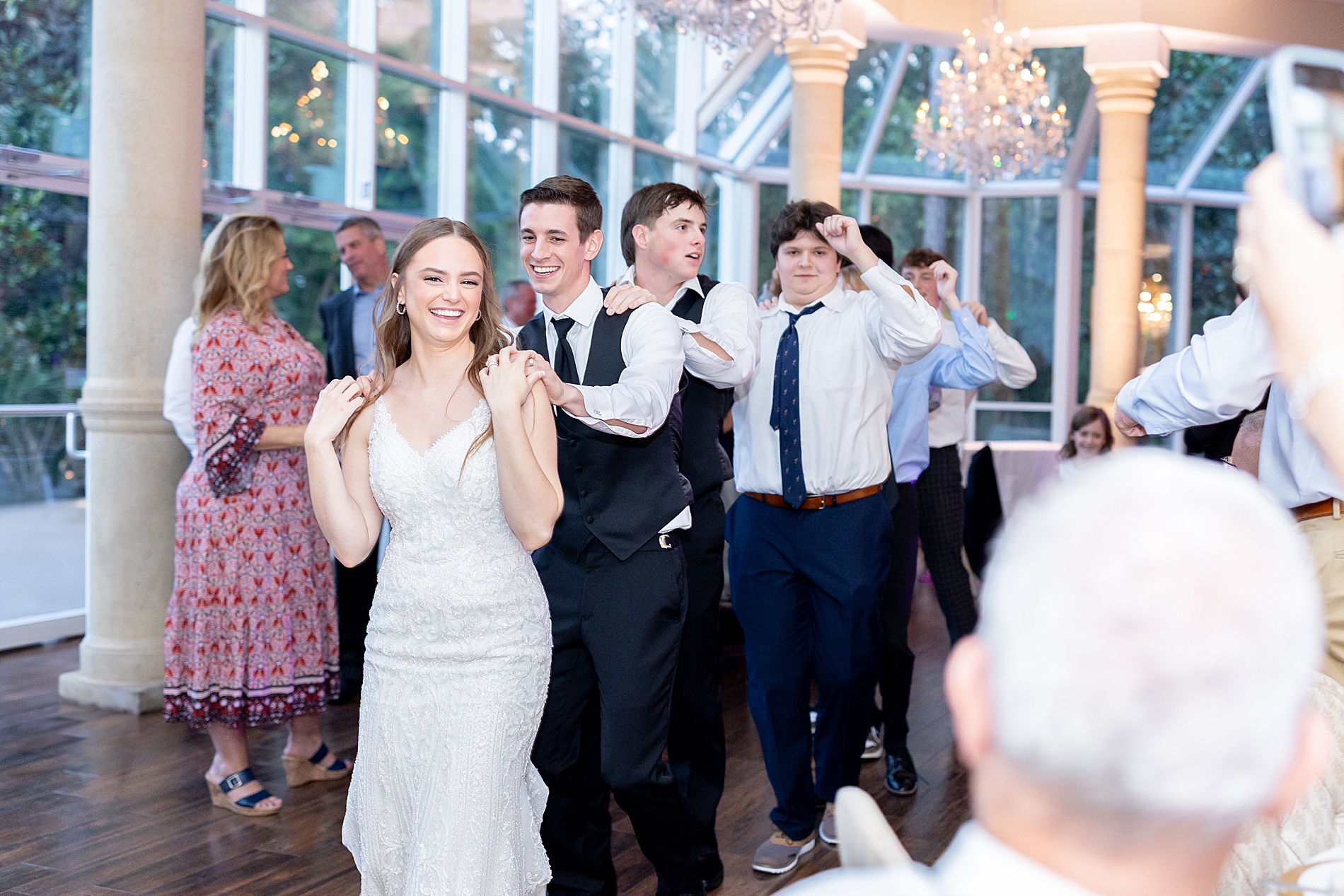 conga line at wedding reception