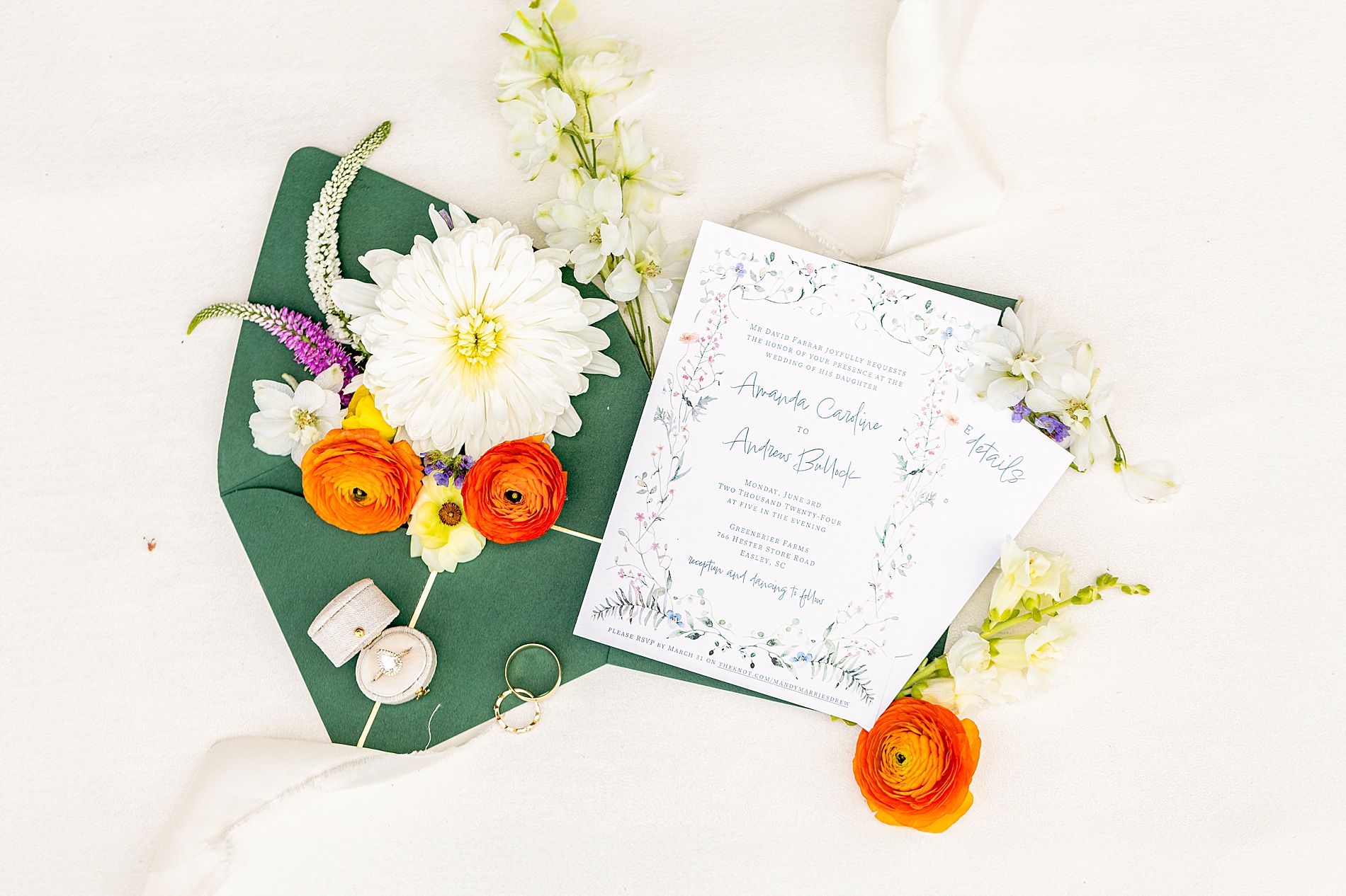 wedding invitations and flat lay design