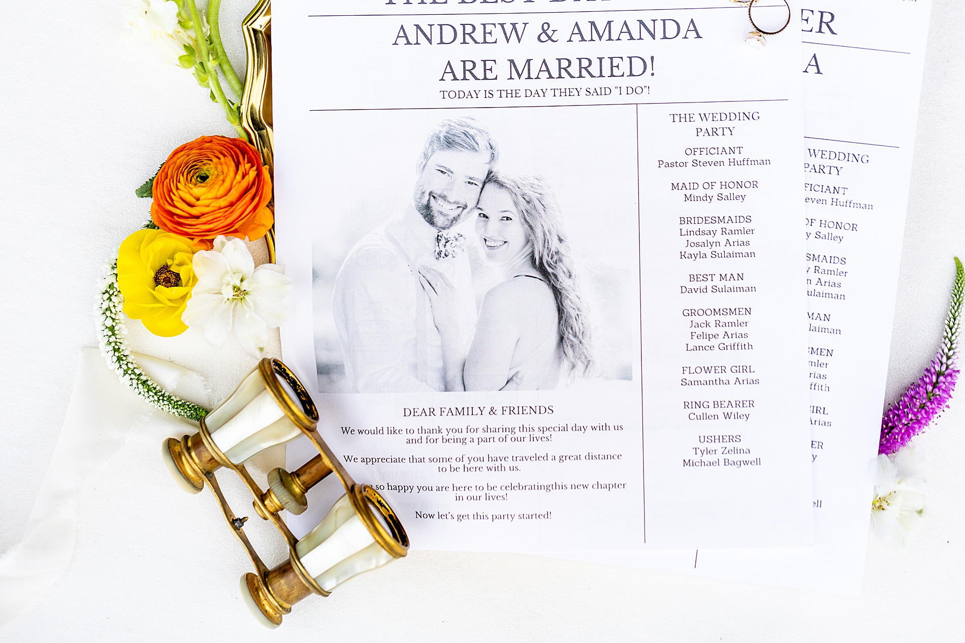 wedding newspaper program