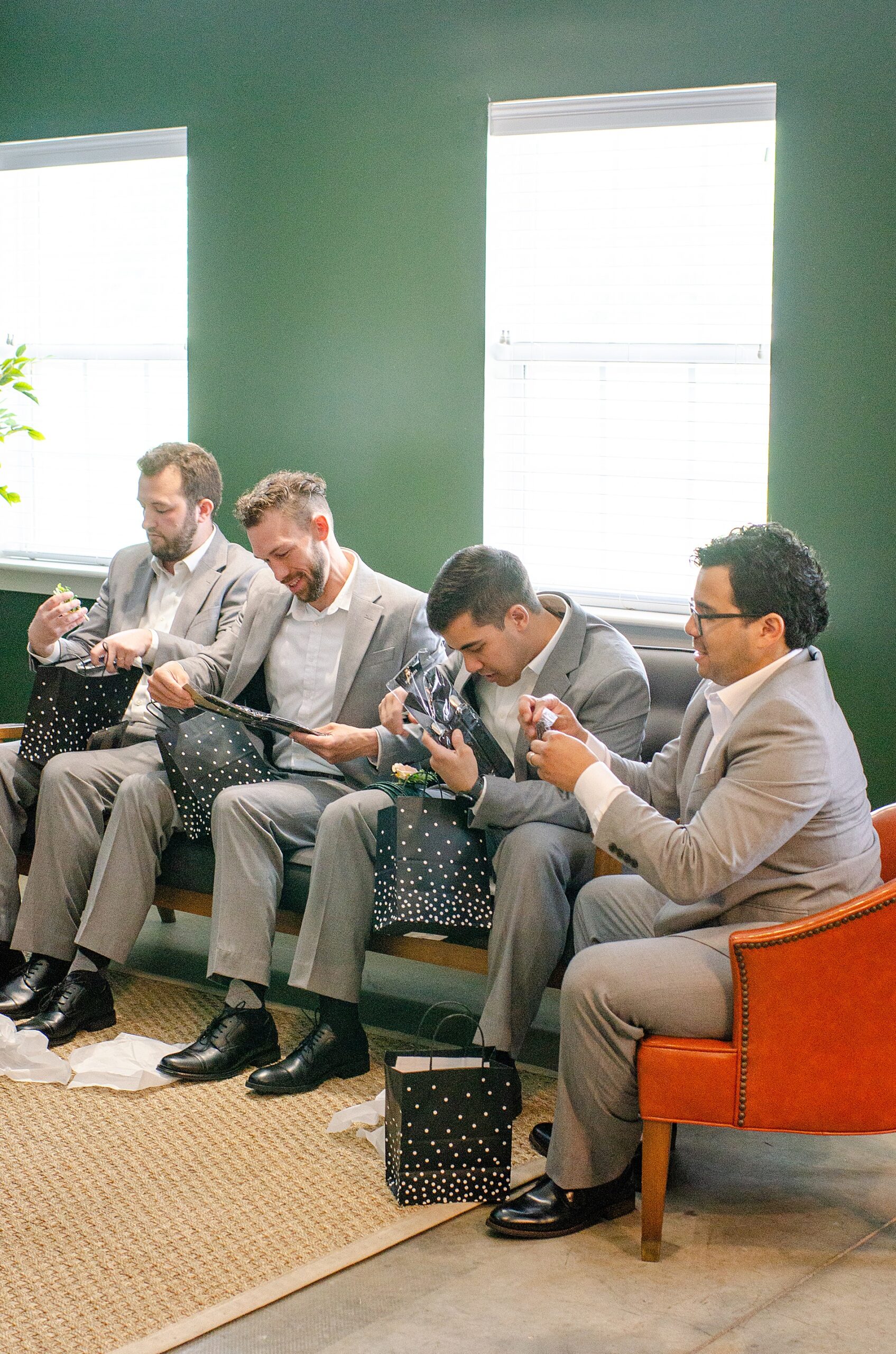 groomsmen opening presents