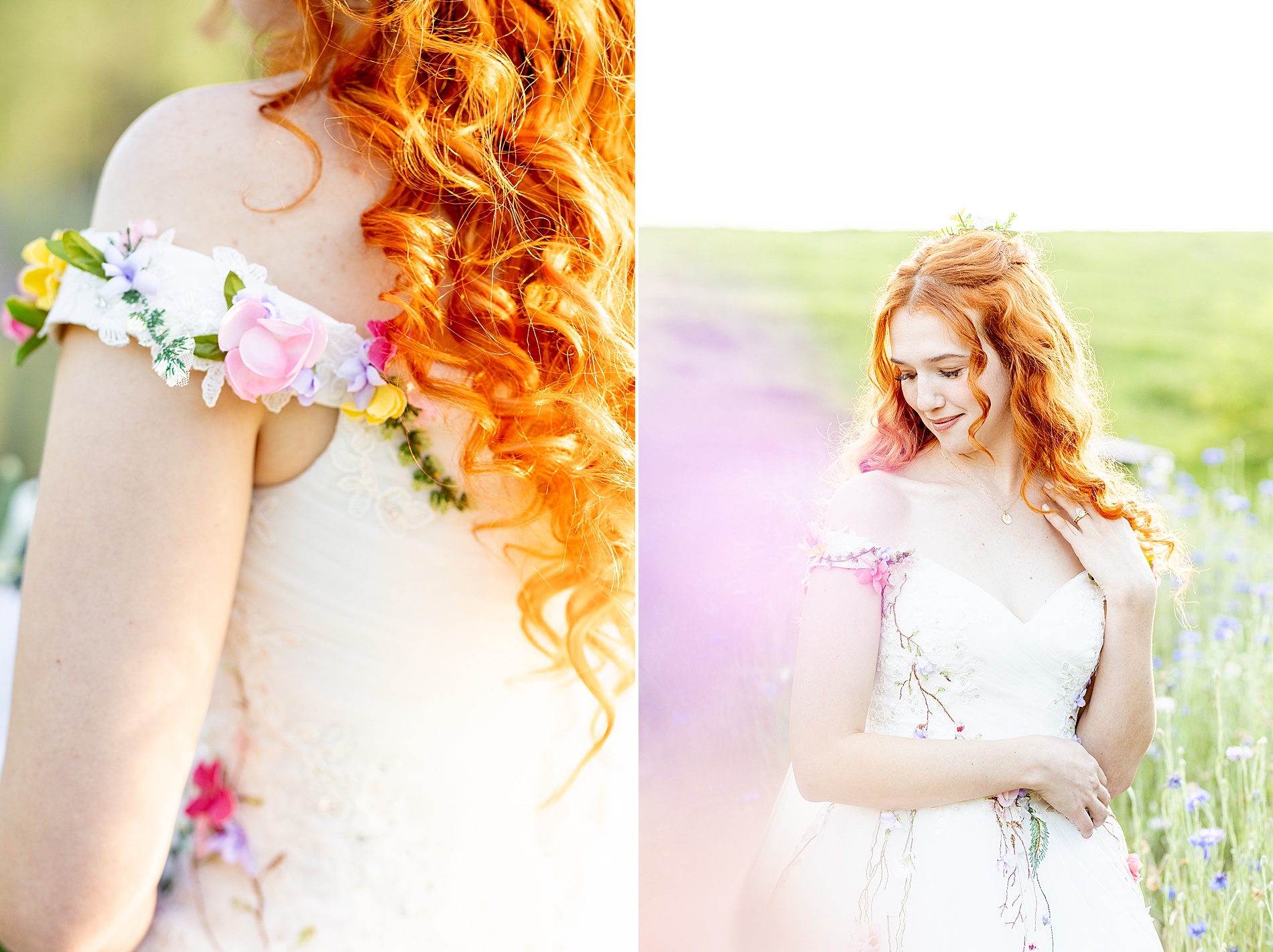 bridal photos at The Never Ending Flower Farm