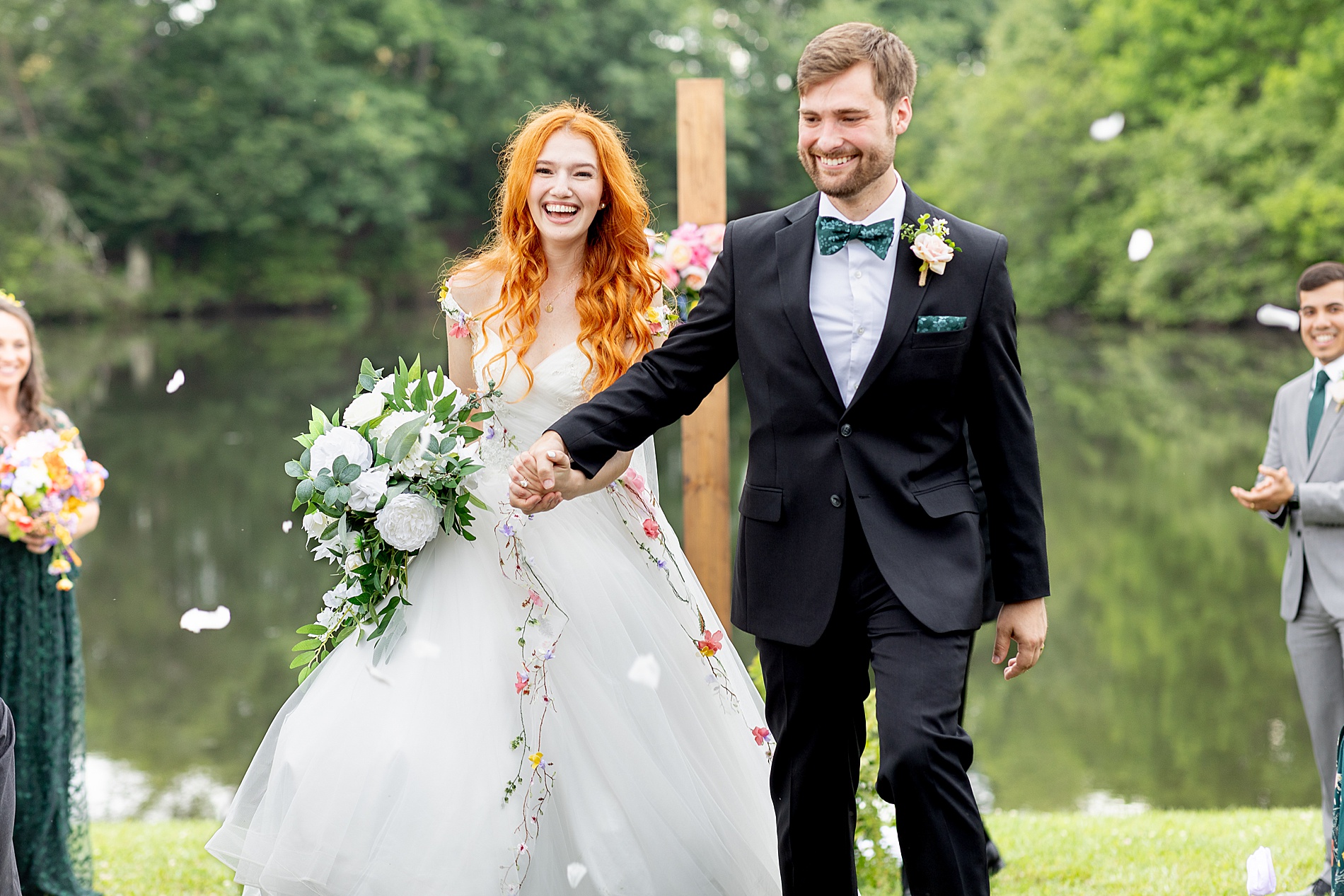 newlyweds exit wedding ceremony 