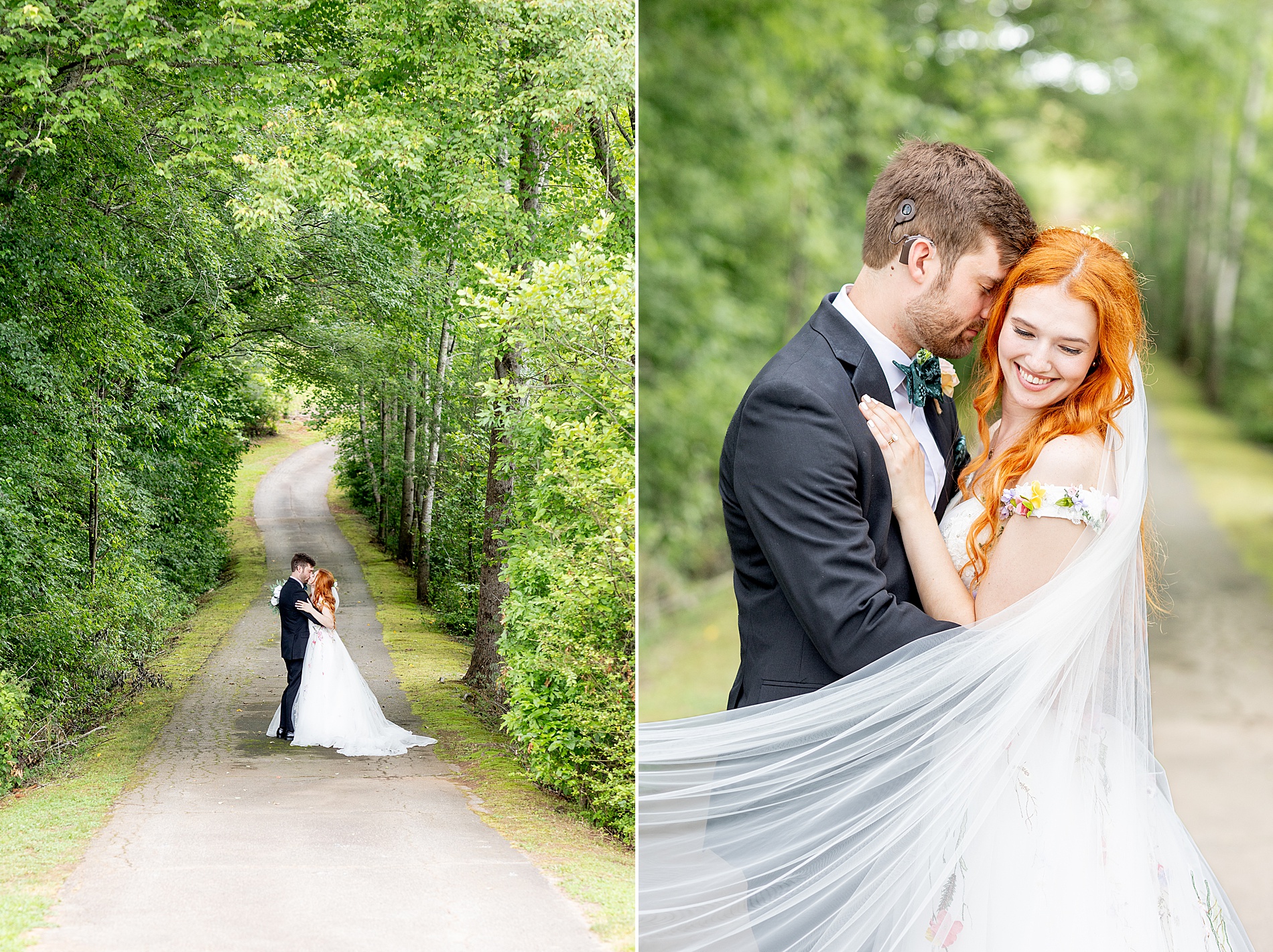 newlywed photos on trail in Asheville, NC 