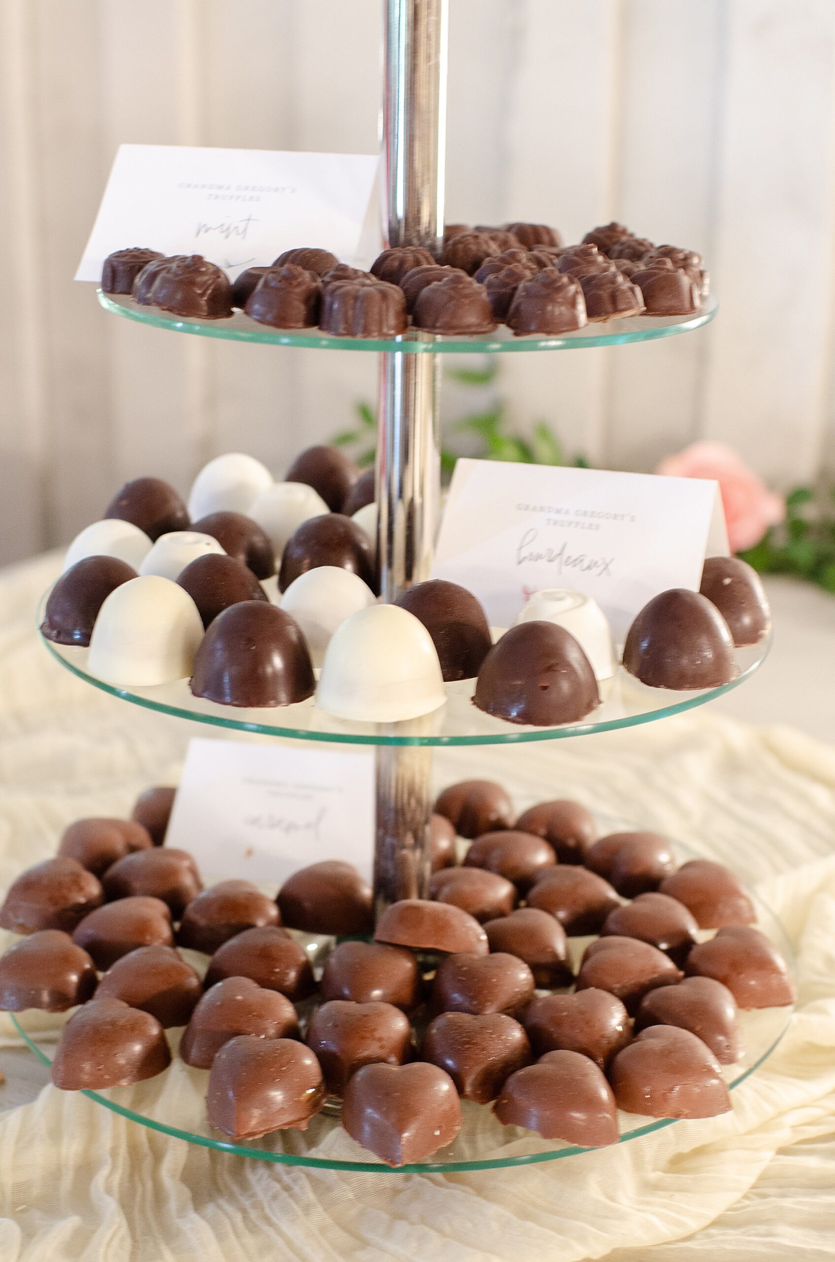 chocolate display at wedding reception