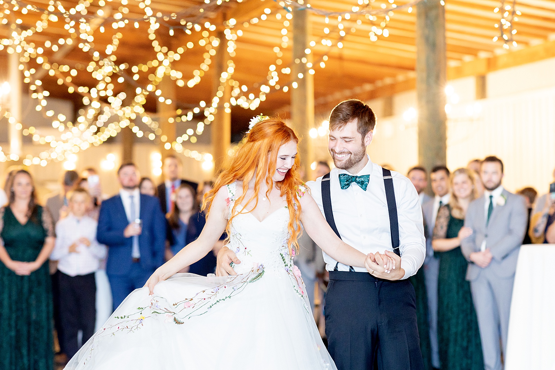 newlyweds on the dance floor at Ethereal Wedding in Asheville, NC