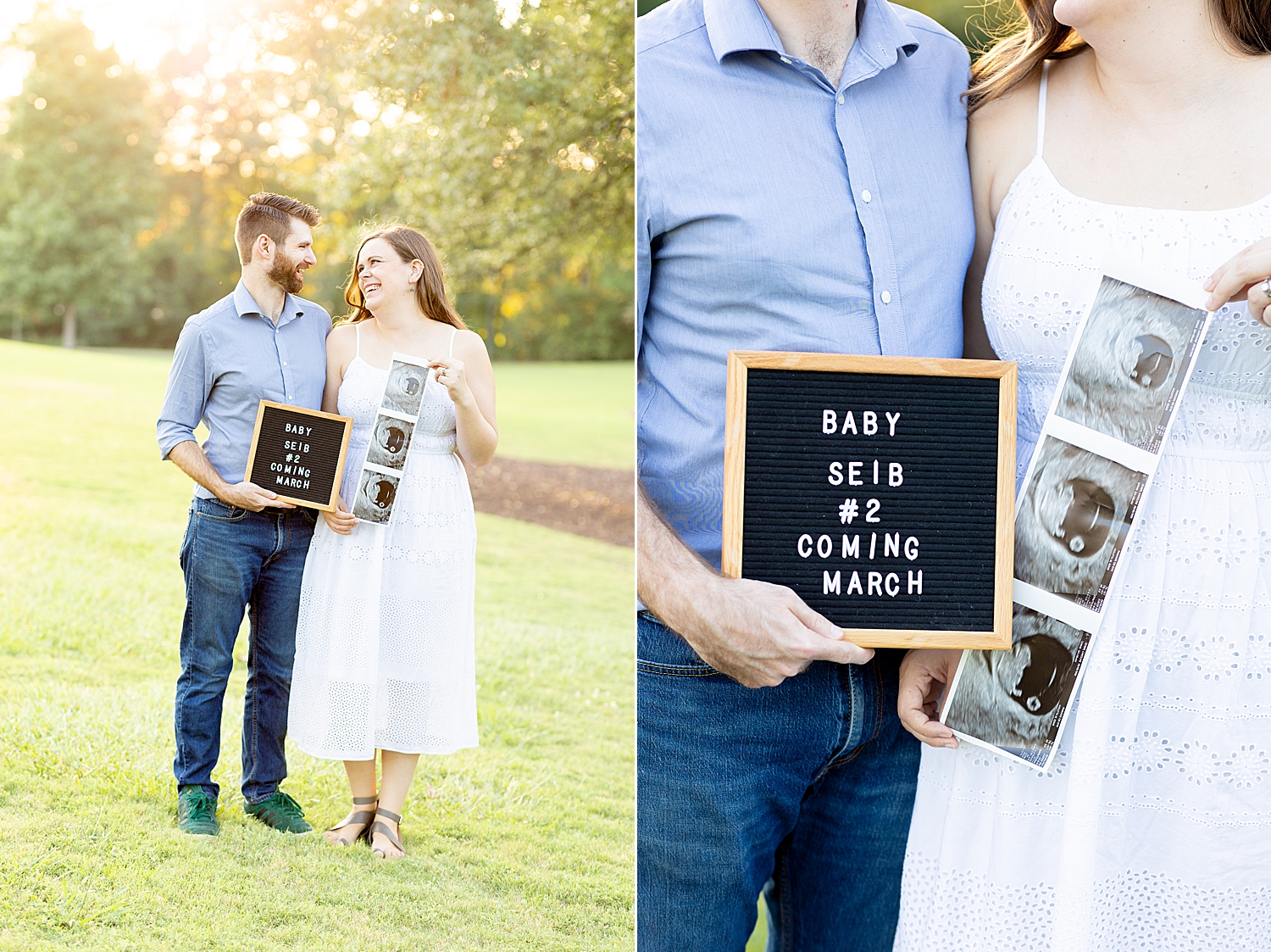 couple hold up ultrasound photo of baby 2