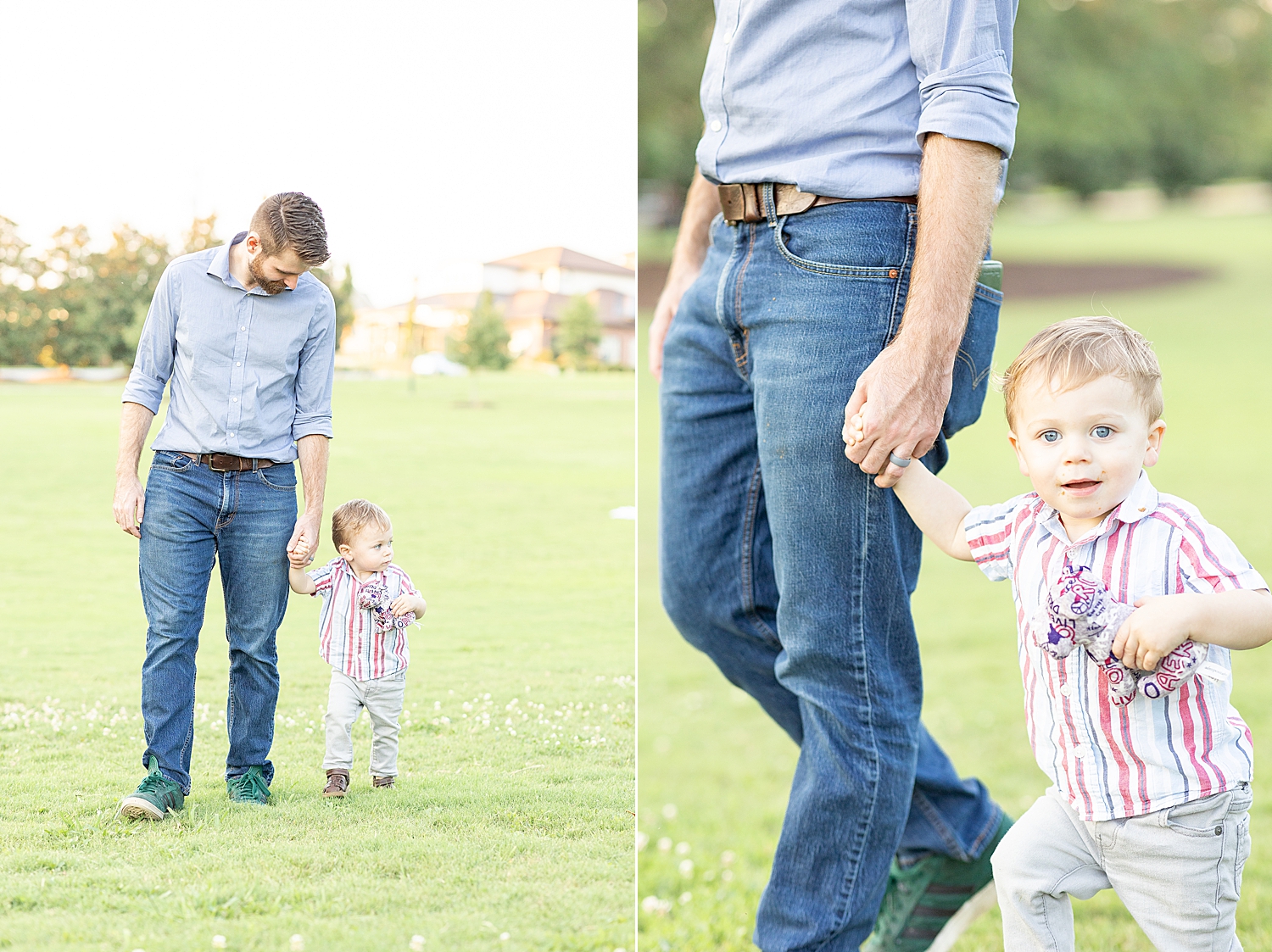 dad walks with son