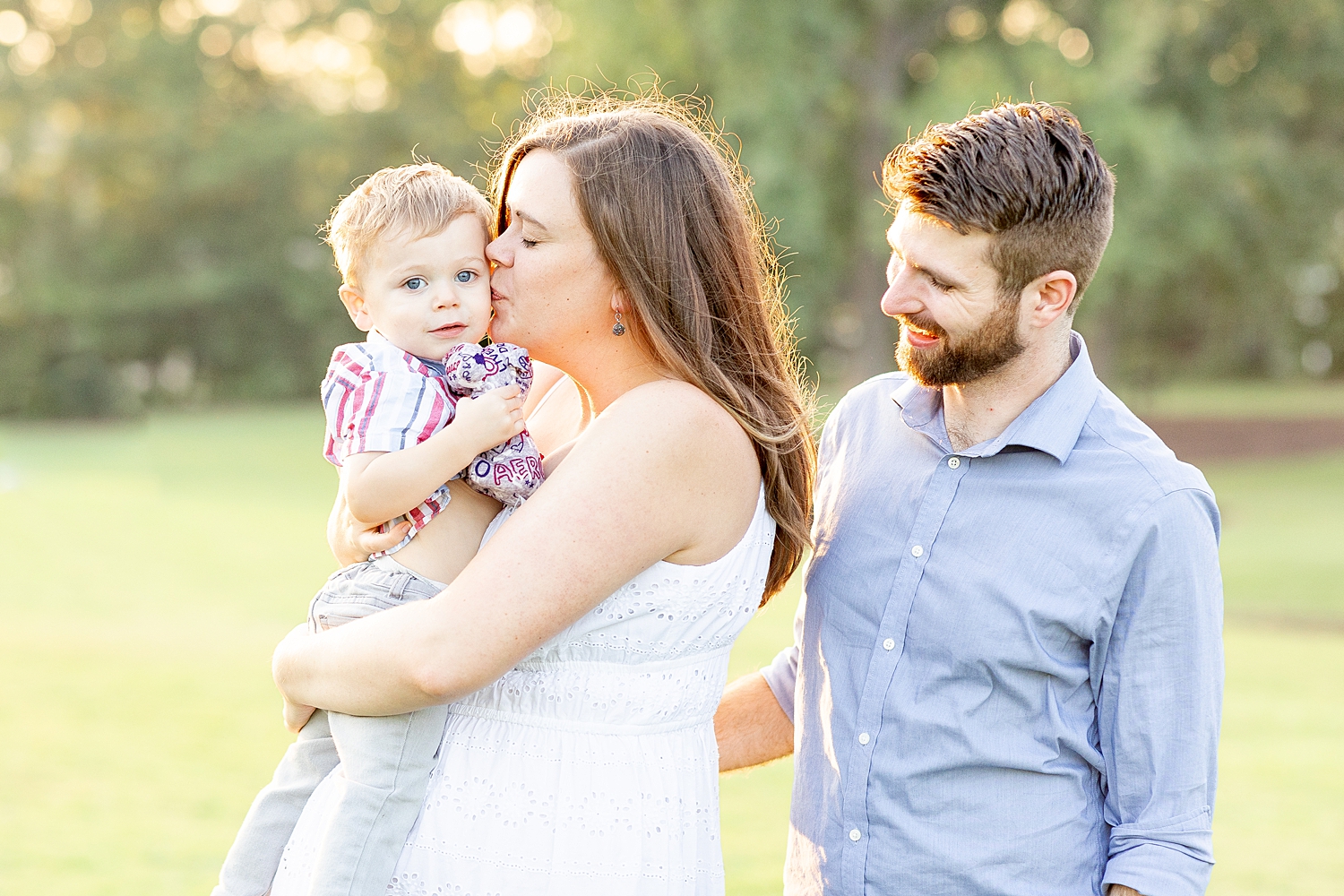 mom kisses her son