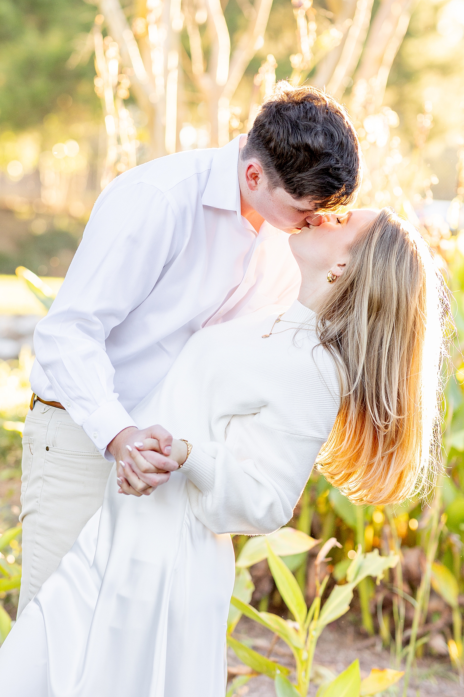 Raleigh, NC engagement photo of couple kissing