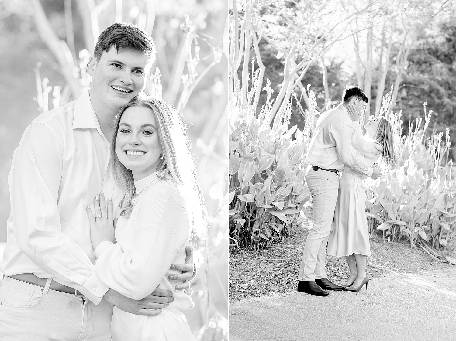 romantic engagement photos in Pullen Park