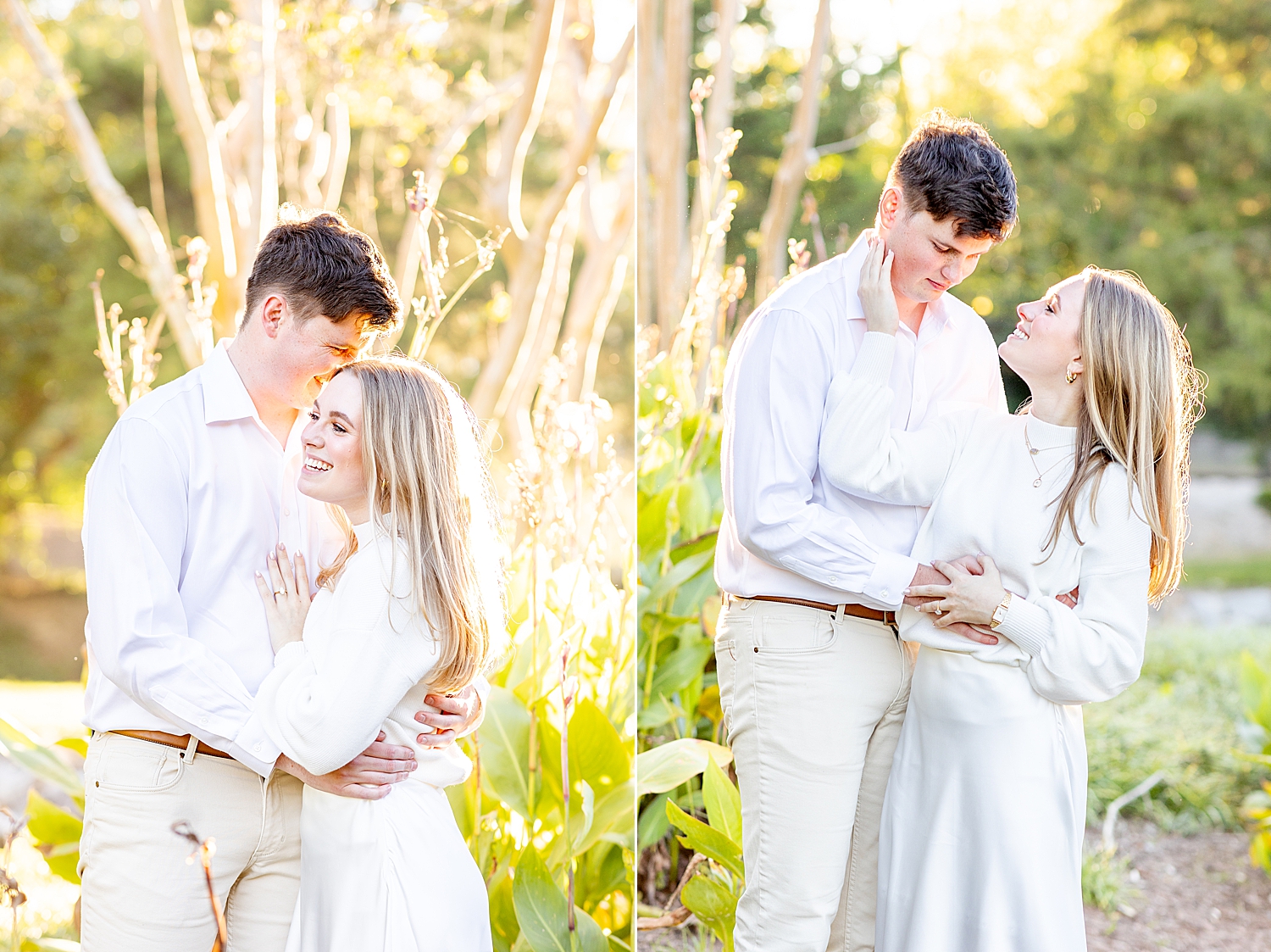 romantic engagement photos in Pullen Park  