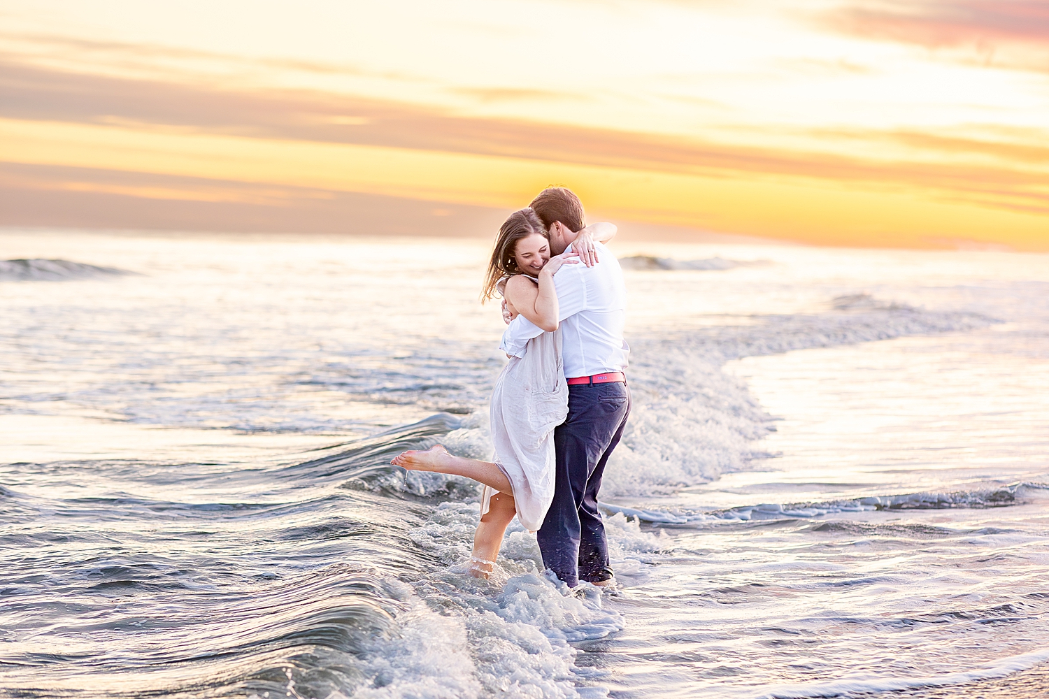 sunset beach engagement photos