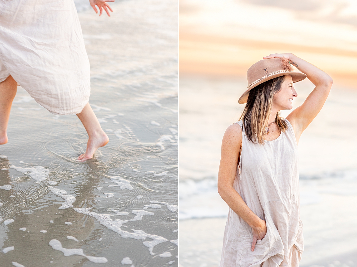 woman in hat on beach