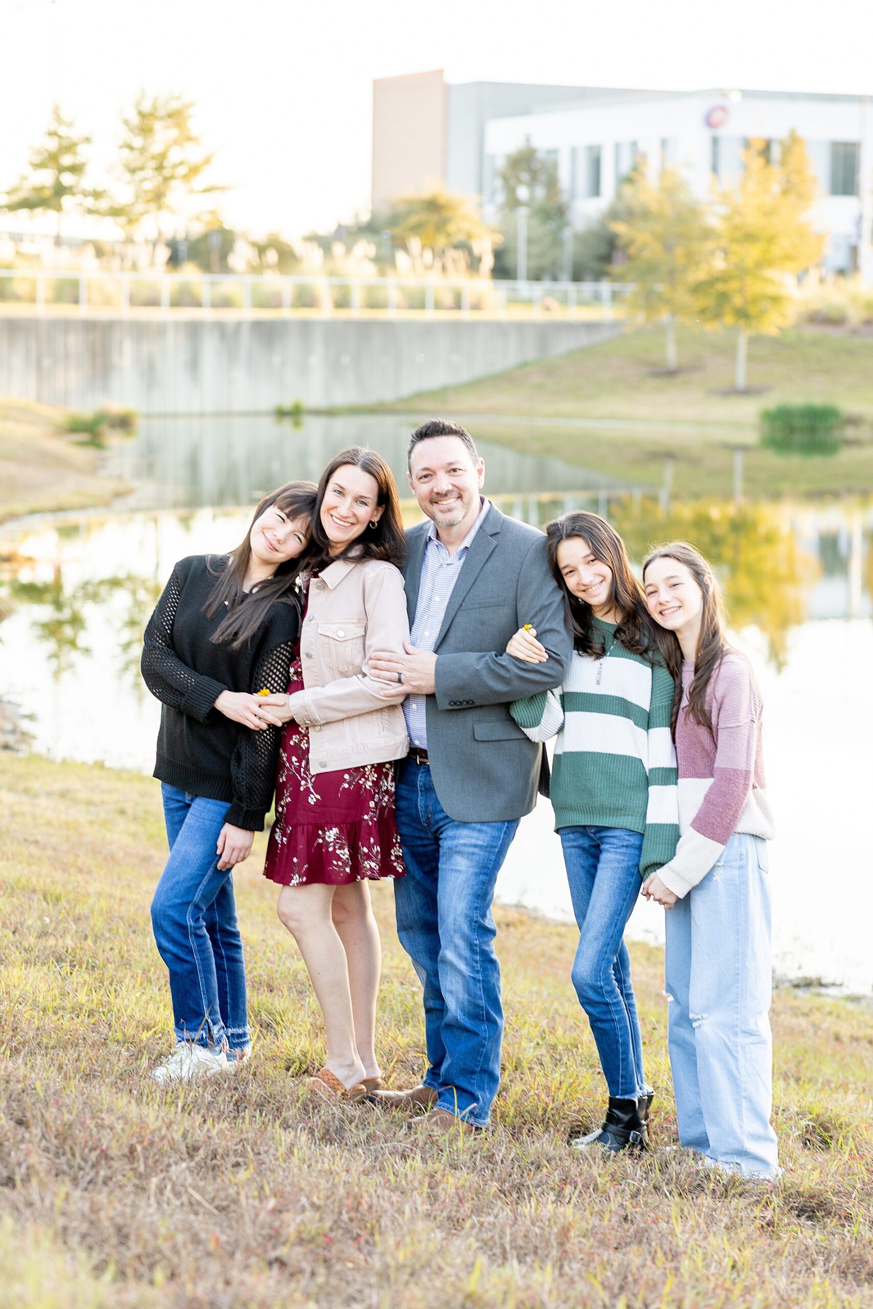 family of five during family portraits 