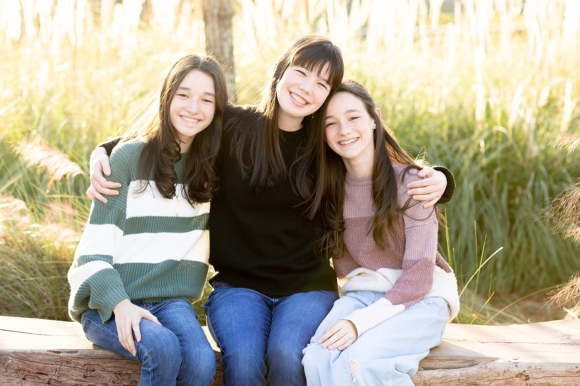 Sisters during Texas Family Session at City Place in The Woodlands